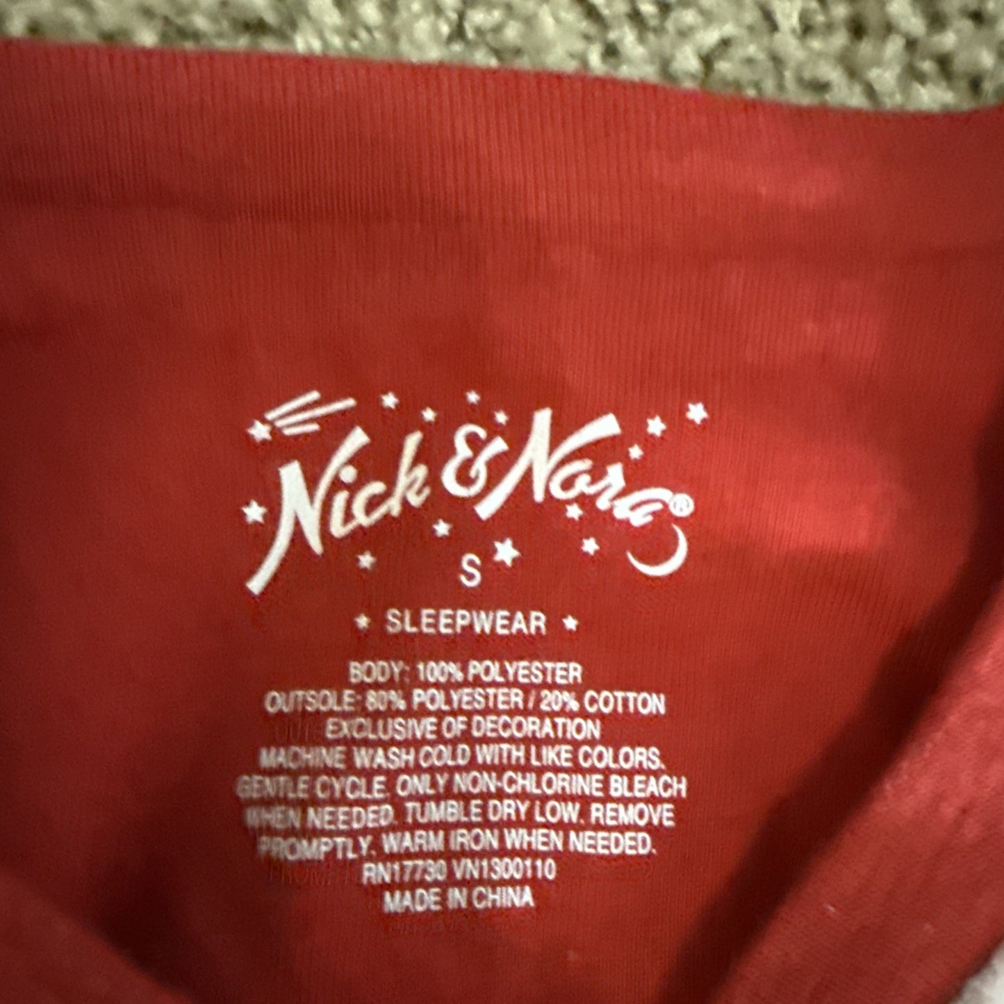 Nick and Nora Sock Monkey Pajamas Red White Striped One Piece Womens Size Small