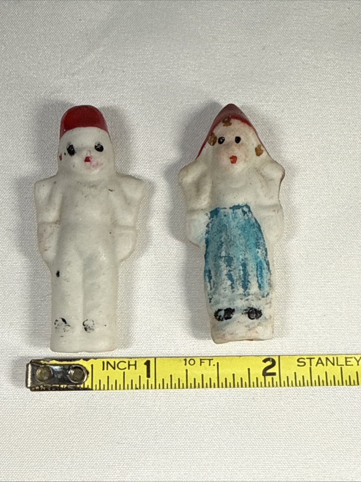 Miniature Frozen Charlotte Bisque Dutch Boy Girl Pair Dolls, Japan, Collectible