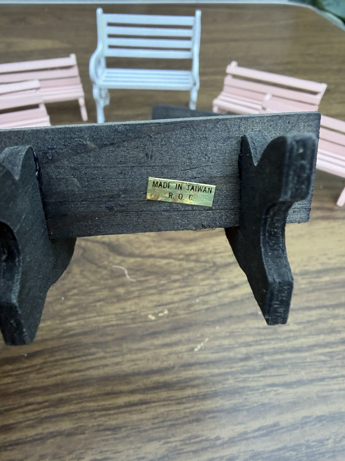 Vintage Miniature Wooden Park Bench Lot 7pc Dollhouse Furniture Taiwan 1:12