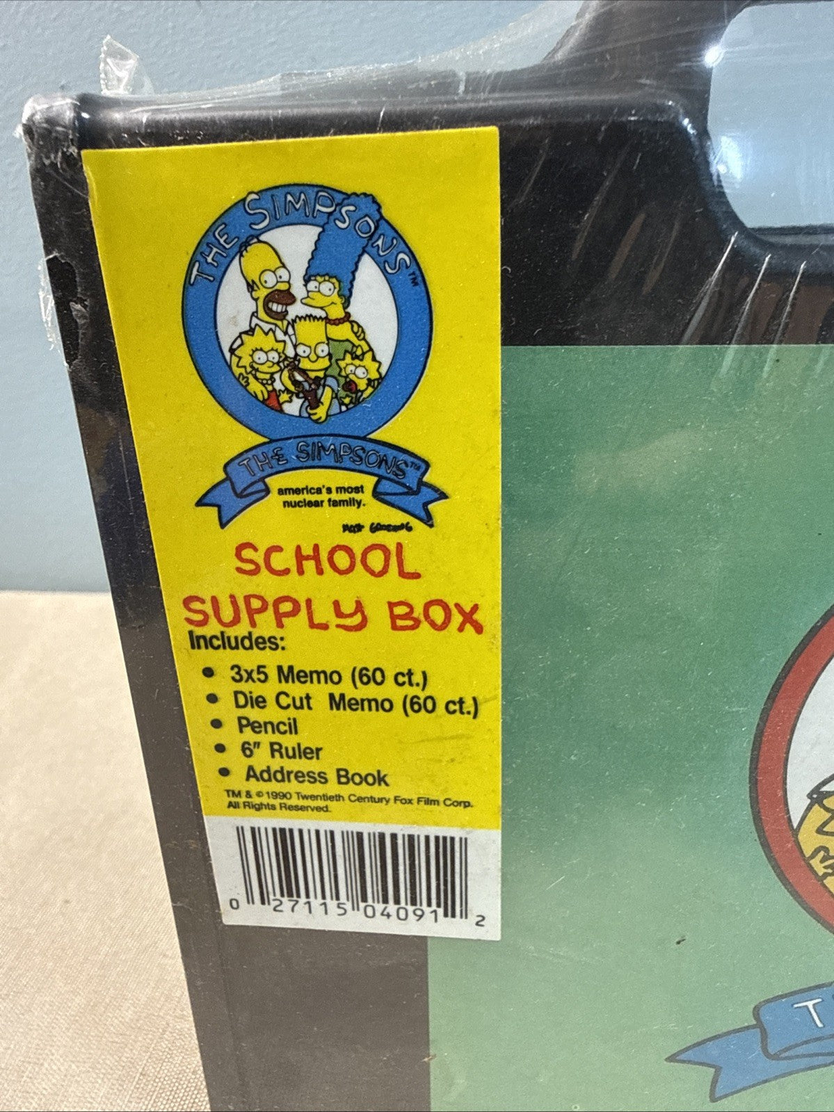 Vintage The Simpsons 1990 School Supply Box Black Factory Sealed Never Opened