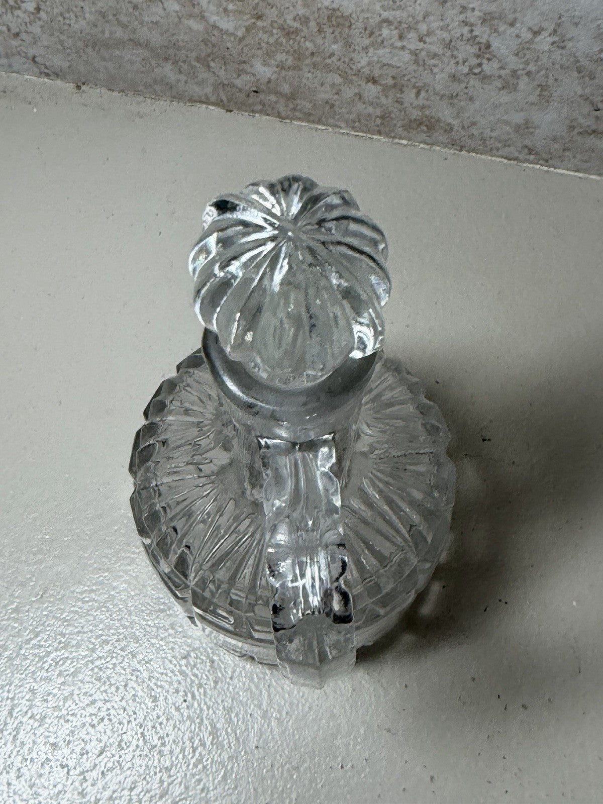 Vintage Cut Glass Cruet Bottle Stopper Paneled Block Pattern 6.5" Decanter