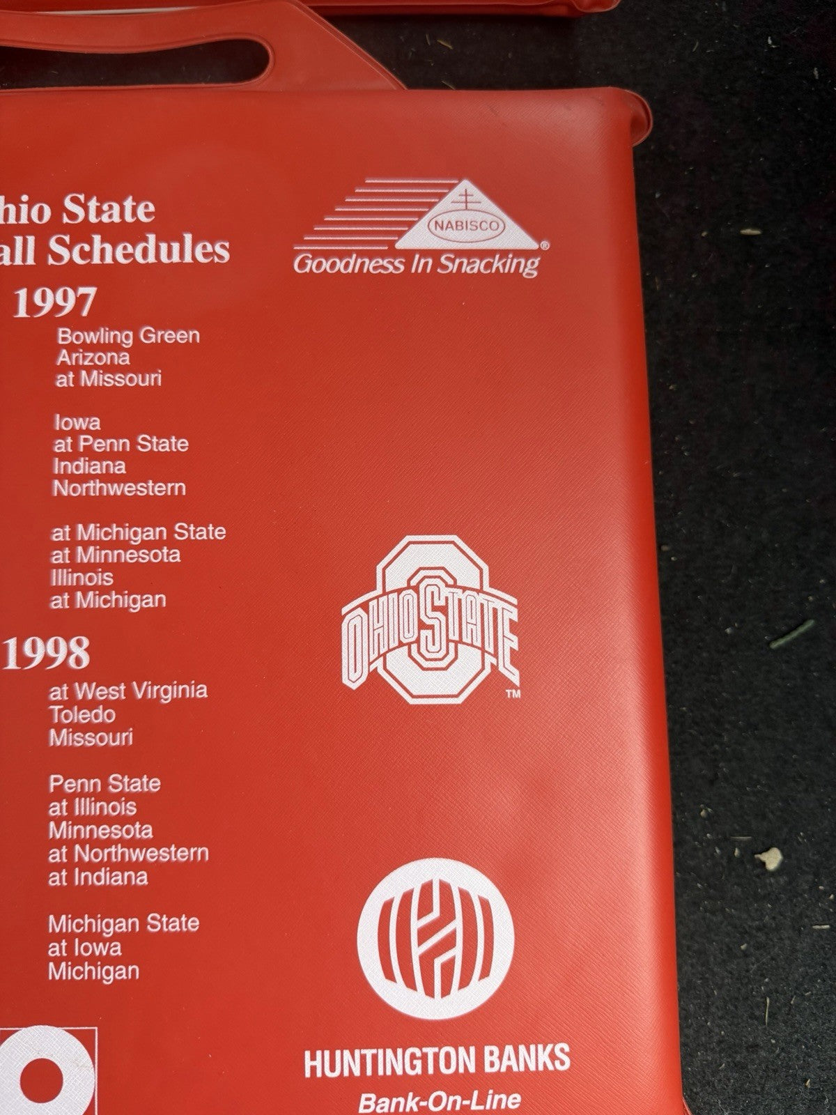 VintageOhio State Buckeyes Stadium Seat Cushions Pair 1997 1998 Football Schedu