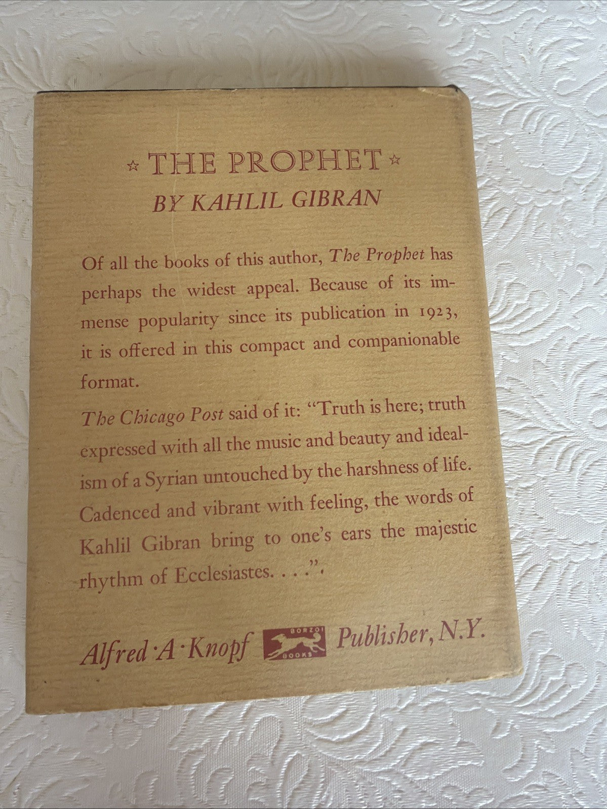 The Prophet Kahlil Gibran 1967 Pocket Edition Book Dust Jacket Spiritual Fiction