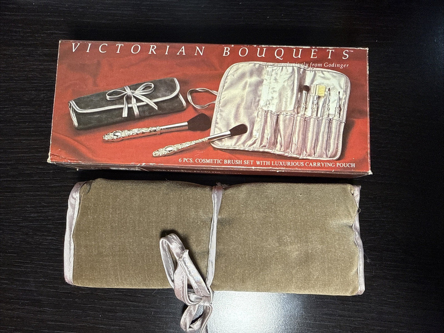 VINTAGE 1989 exclusive Godinger Silver BRUSH SET 6pc w/carrying pouch