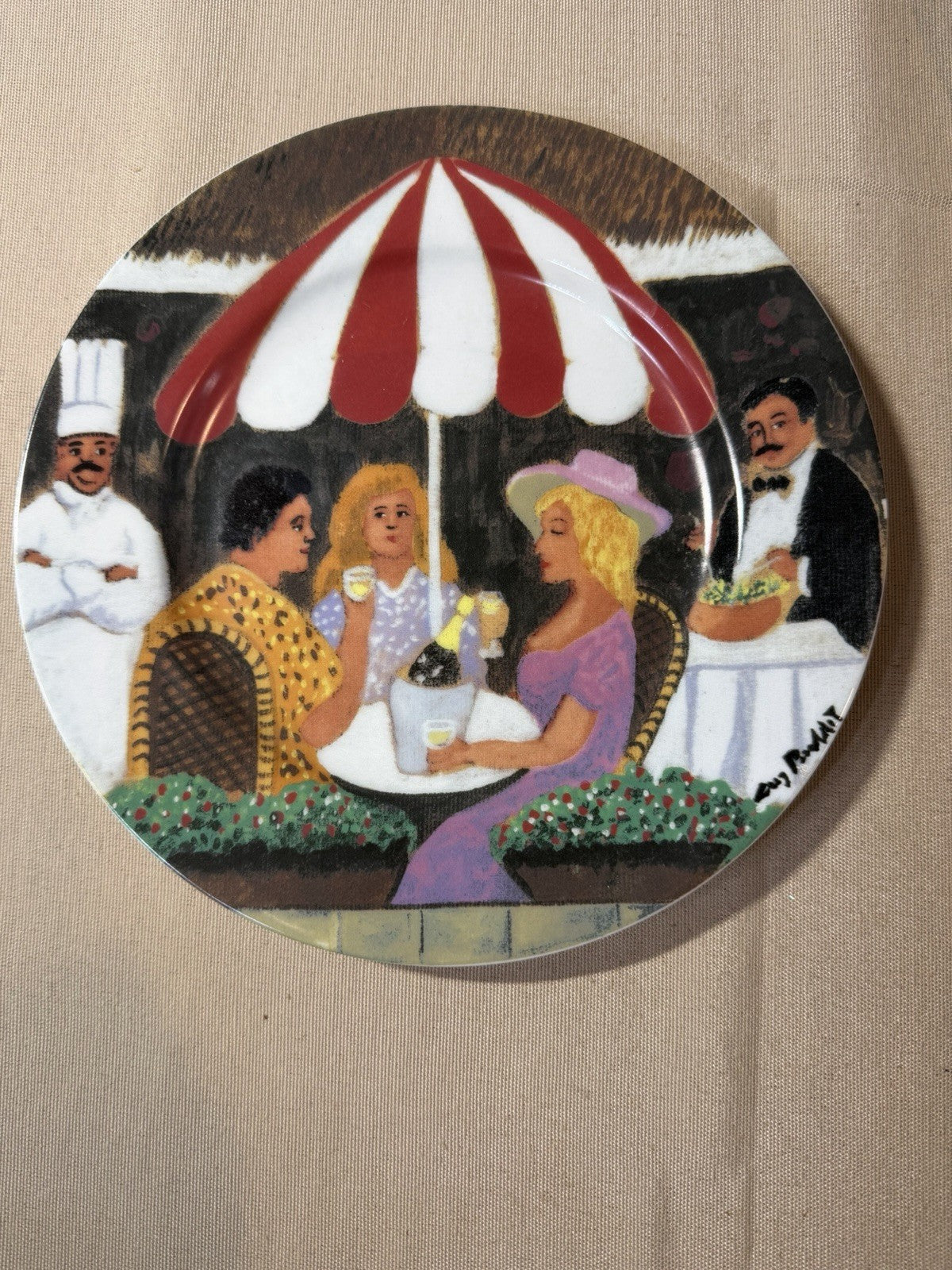 Guy Buffet Collection Fine Porcelain Plates Lot 4 Bistro French Art 8" Japan