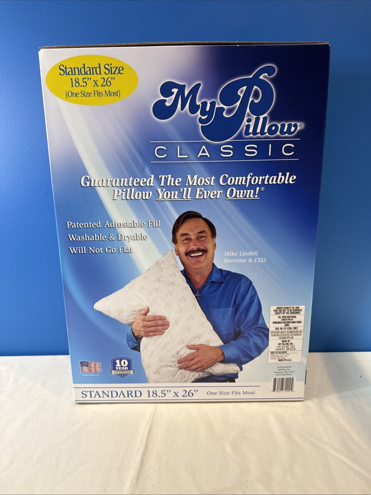 MyPillow Classic Bed Pillow White Adjustable Fill Washable Dryable 18.5x26 New