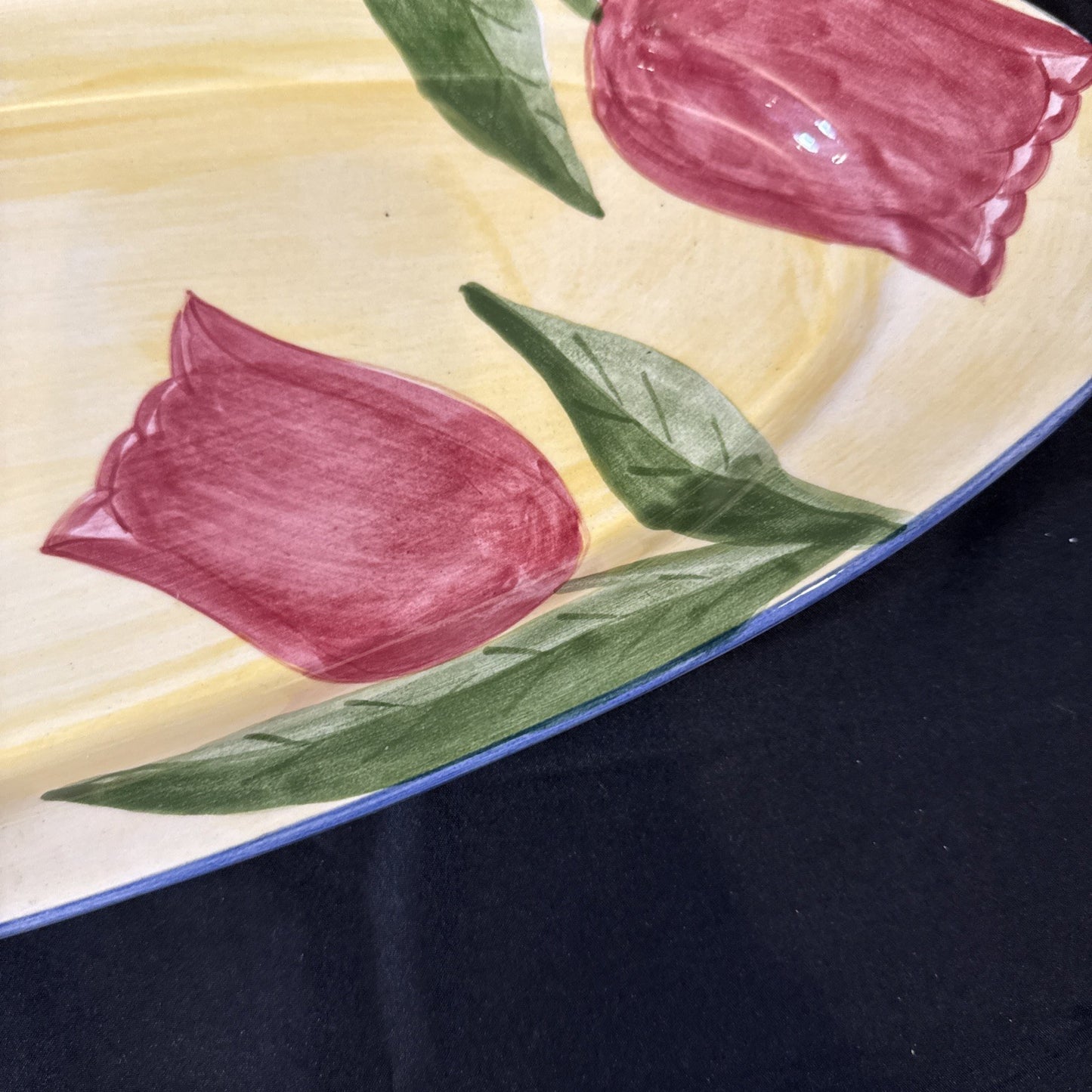 Laurie Gates Oval Ceramic Large Serving Platter 23 1/2" x 8 1/2" Tulips