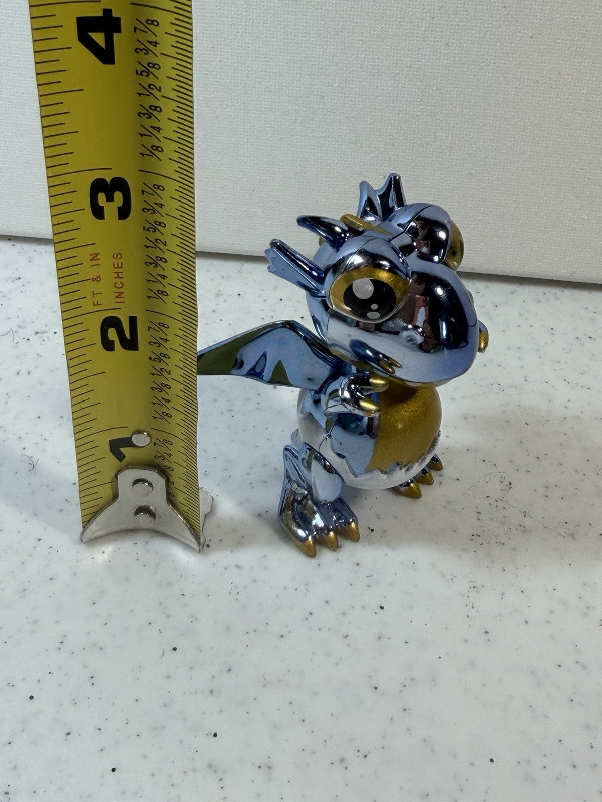 Ryan's World Shelldon Baby Dragon Metallic Chrome Figure Blue Gold