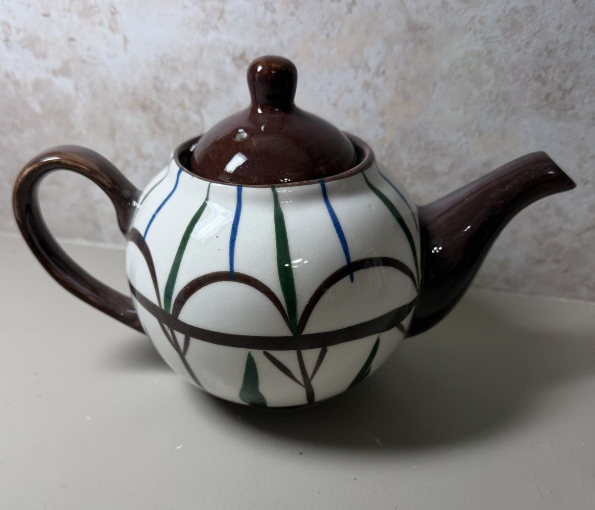 Shelbie Ceramics Turkey Teapot Canister Cup Saucer Hand Painted Pottery NIB