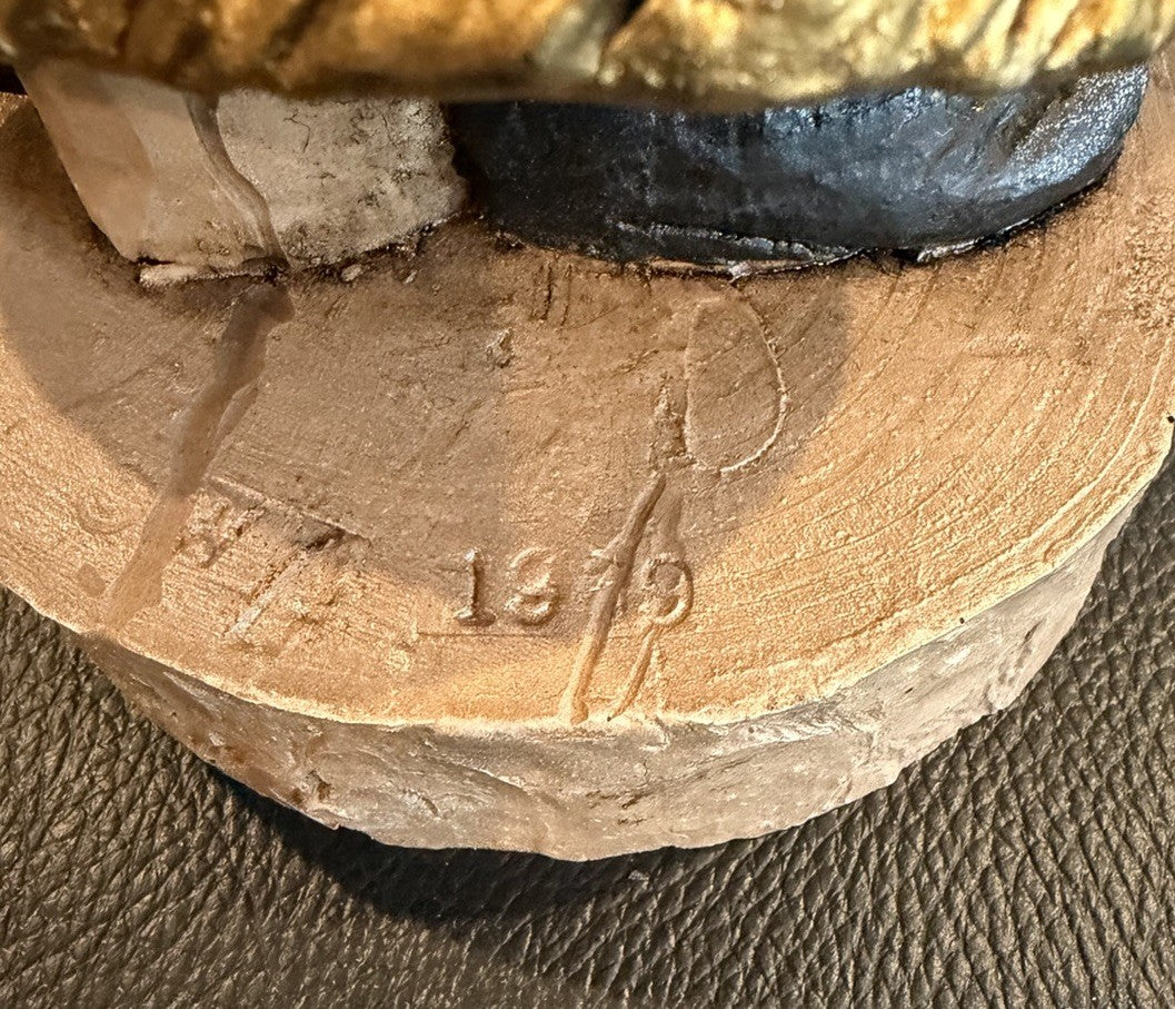 Pair Hand Carved Folk Art Santa Figurines Austrian Russian Style Wooden Figures