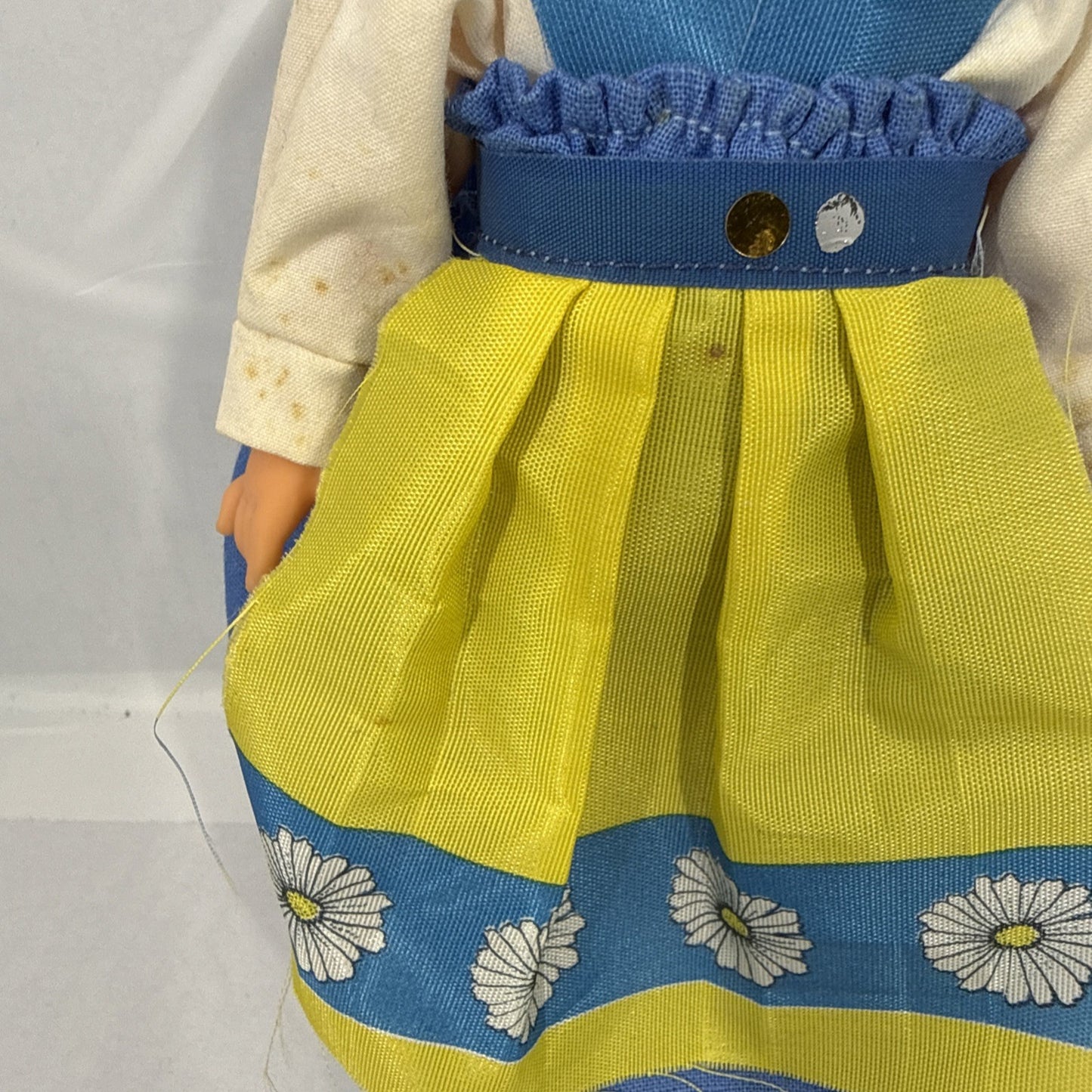 Vintage Sweden Vinyl Doll Sleepy Eyes Blue Yellow Folk Costume 9'