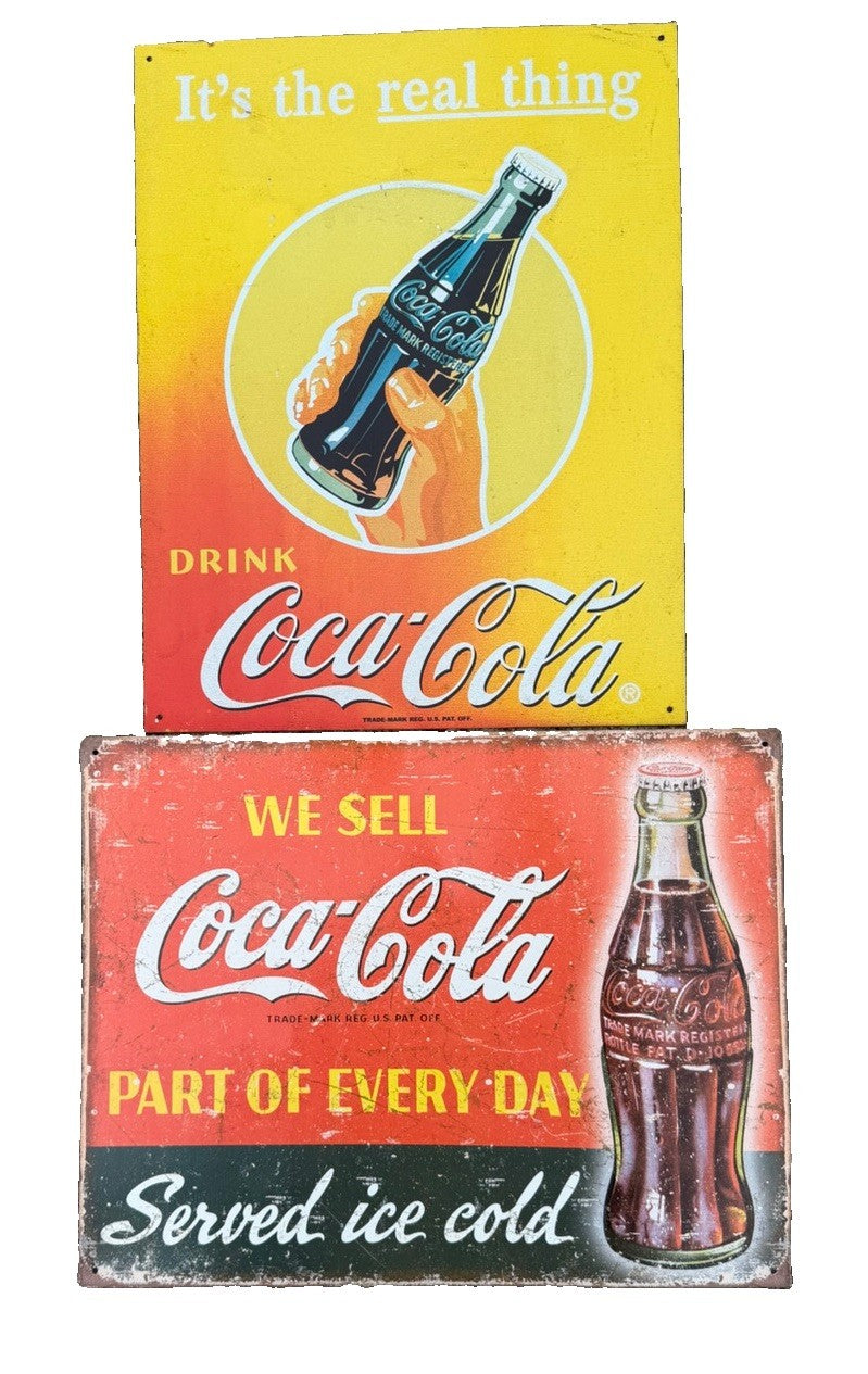Vintage Coca Cola Reproduction Tin Metal Sign Coke Bottle Advertising Retro
