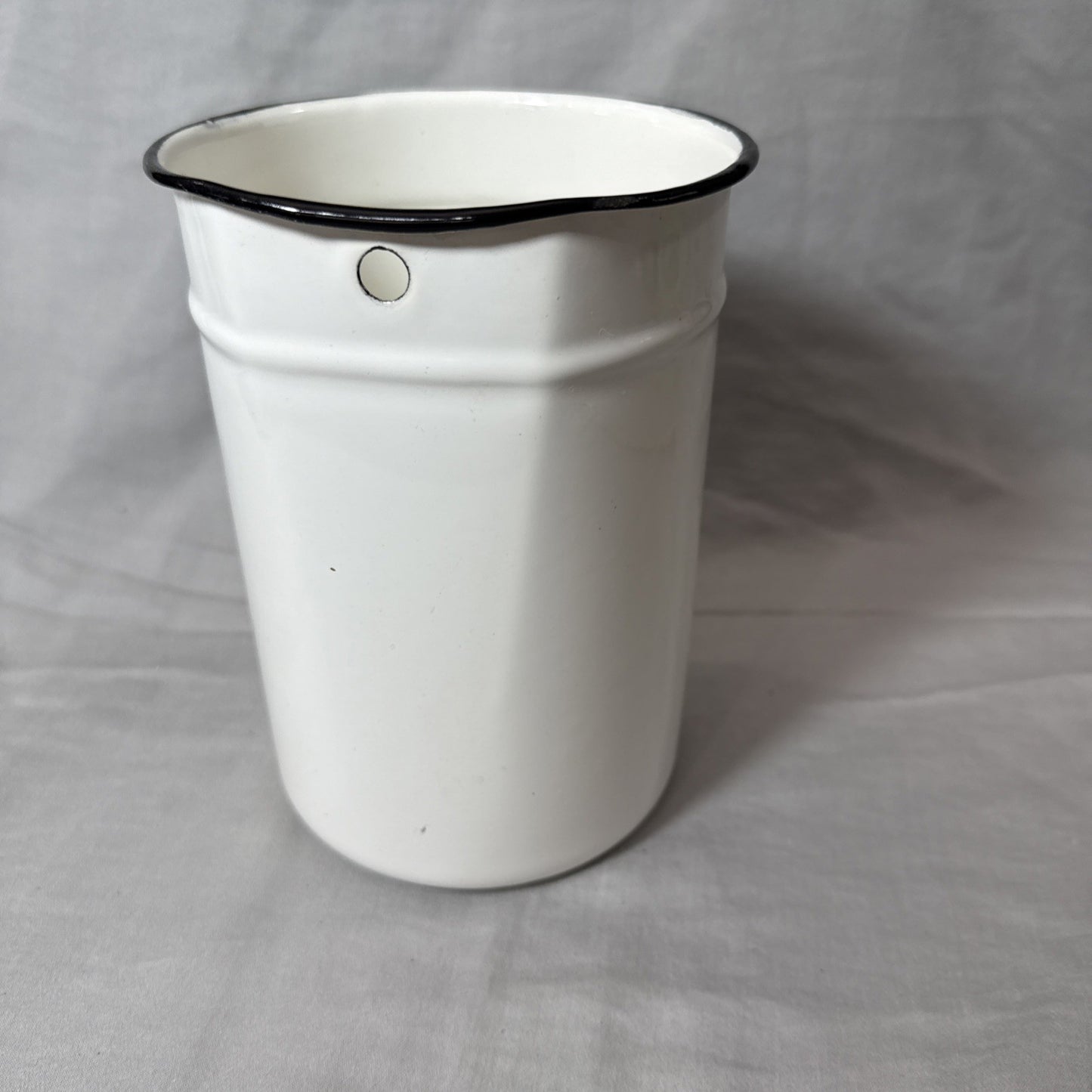 Vintage Hospital White Enamel Irrigator Wall Jug Medical Enamelware Container