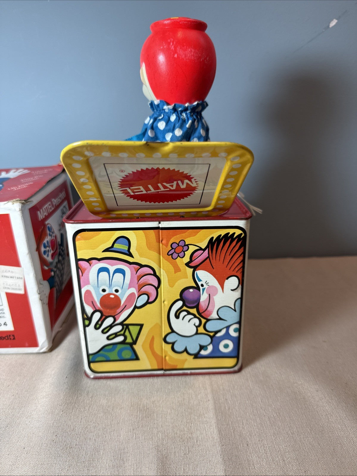 Vintage Rare In Box 1972 Mattel Jack In The Music Box WORKS Nose Wear