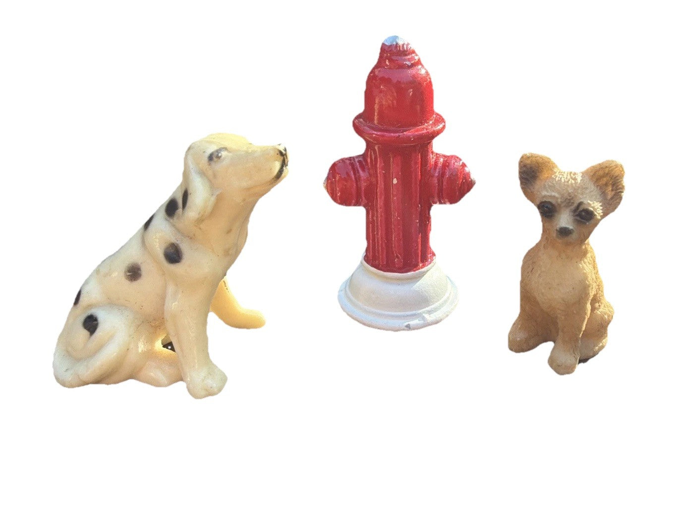 Mini Dalmatian Chihuahua Fire Hydrant Figurine Lot Resin Porcelain Dogs
