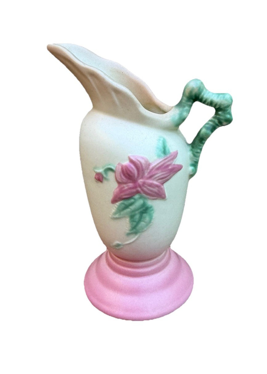 Vintage Hull Pottery Woodland Ewer Pitcher Pink Green 5.5"x3"