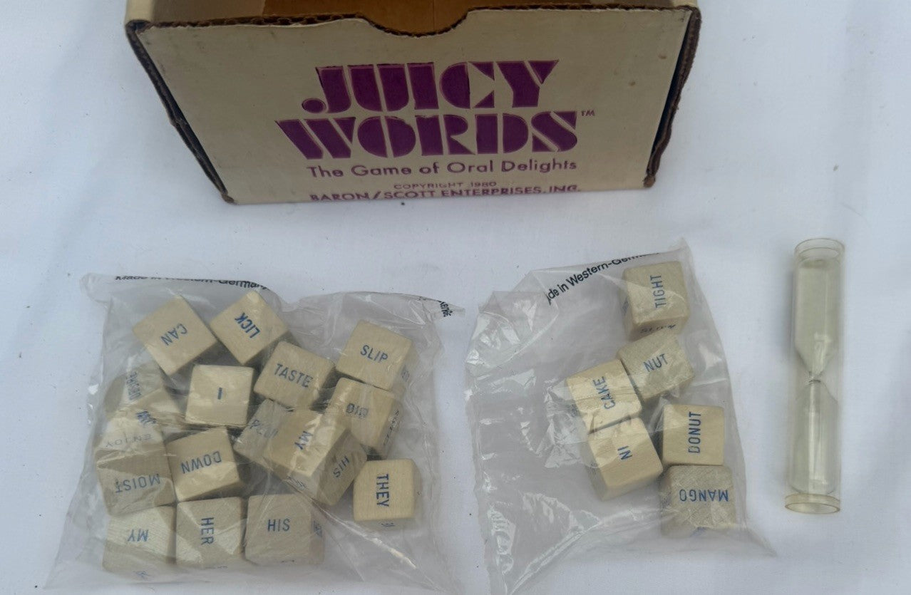 Vintage Juicy Words Adult Party Game 1980 The Game of Oral Delights Dice