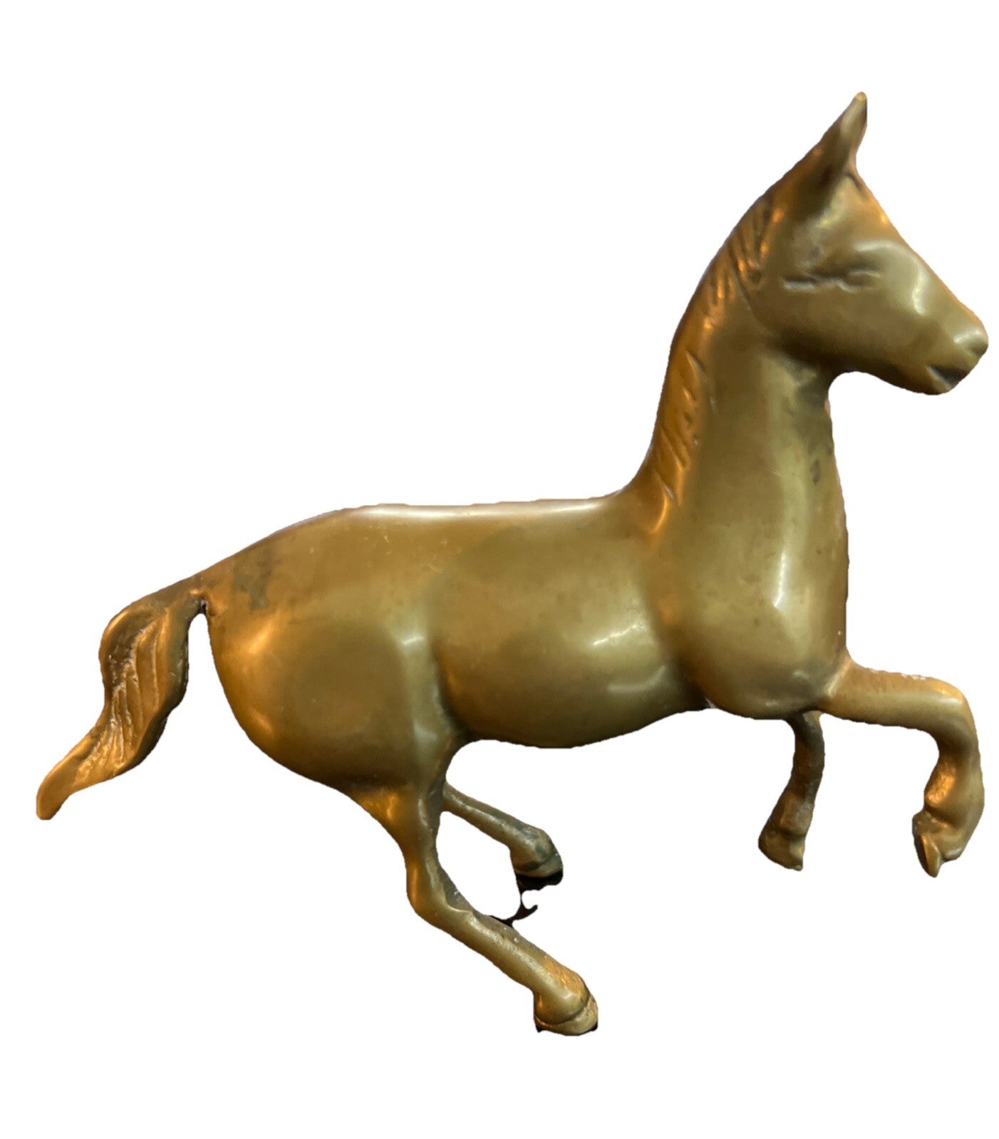 Vintage Solid Brass Rearing Horse Figurine – Made in Taiwan
