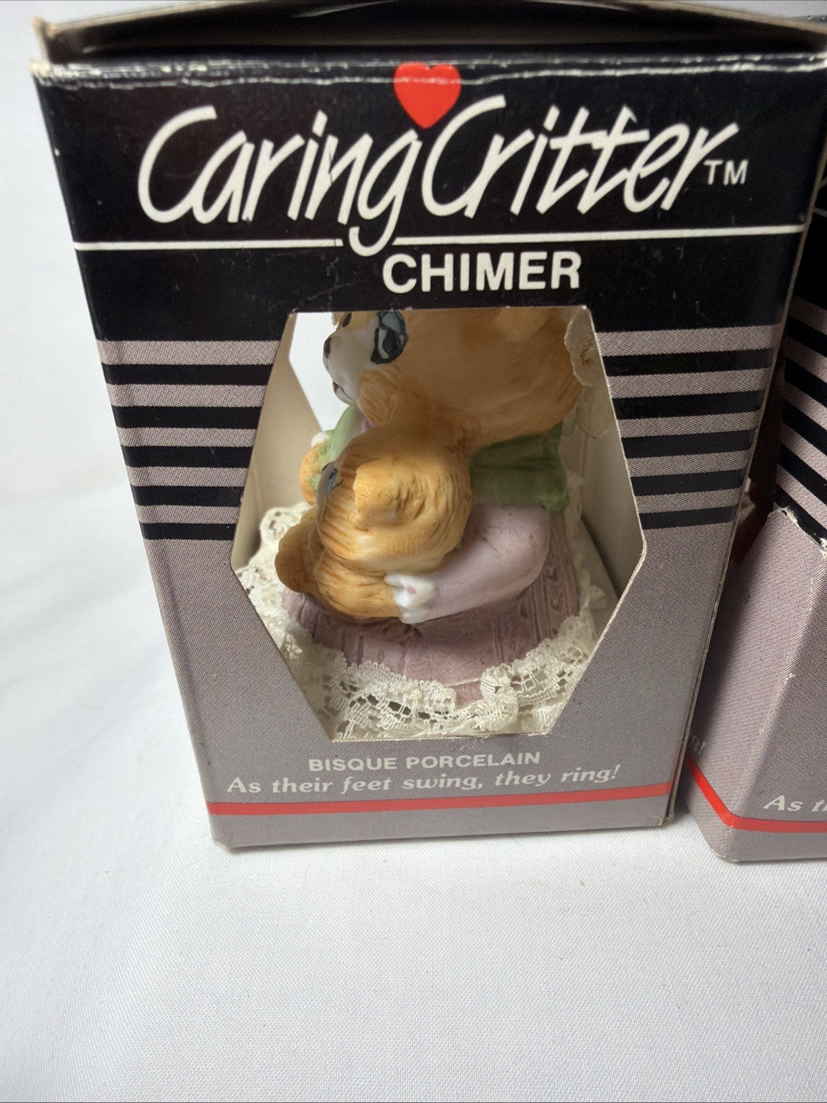 Vintage Jasco Caring Critters Bell Chimers Mommy Mouse Cat Baby