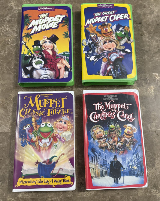 Muppets VHS Lot 4 Muppet Movie Great Muppet Caper Christmas Carol Jim Henson Set