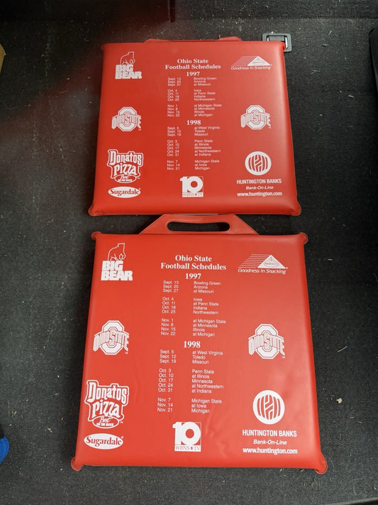 VintageOhio State Buckeyes Stadium Seat Cushions Pair 1997 1998 Football Schedu