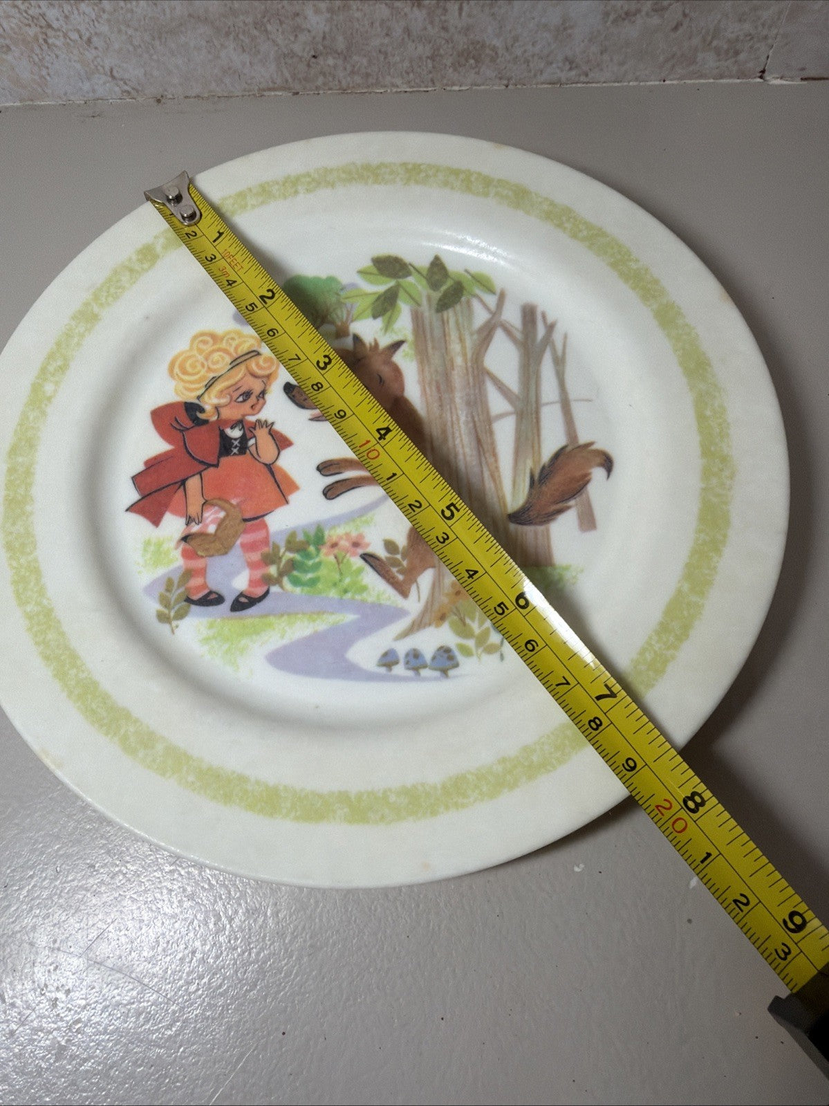 Vintage Little Red Riding Hood Wolf Oneida Deluxe Child Plate 3119 Melamine