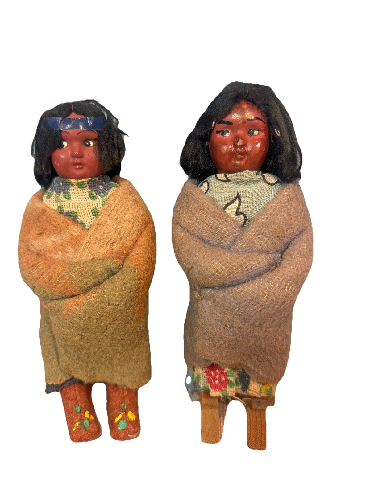Skookum Bully Good Indian Dolls Pair 7 Inch Native American Dolls