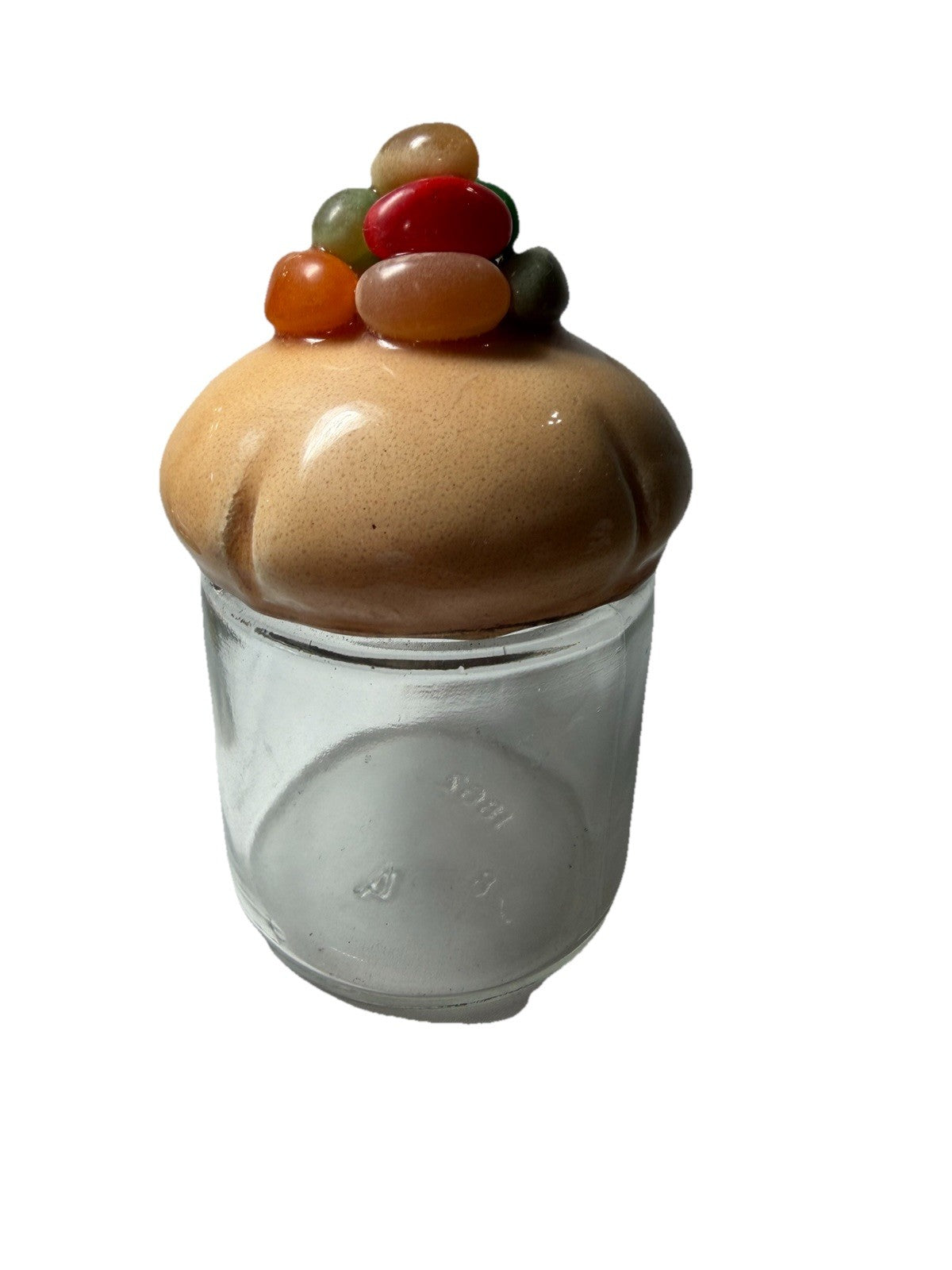 Vintage Jellybean Muffin Jar Lid Sculpted Bread Dough Folk Art - Very Cute