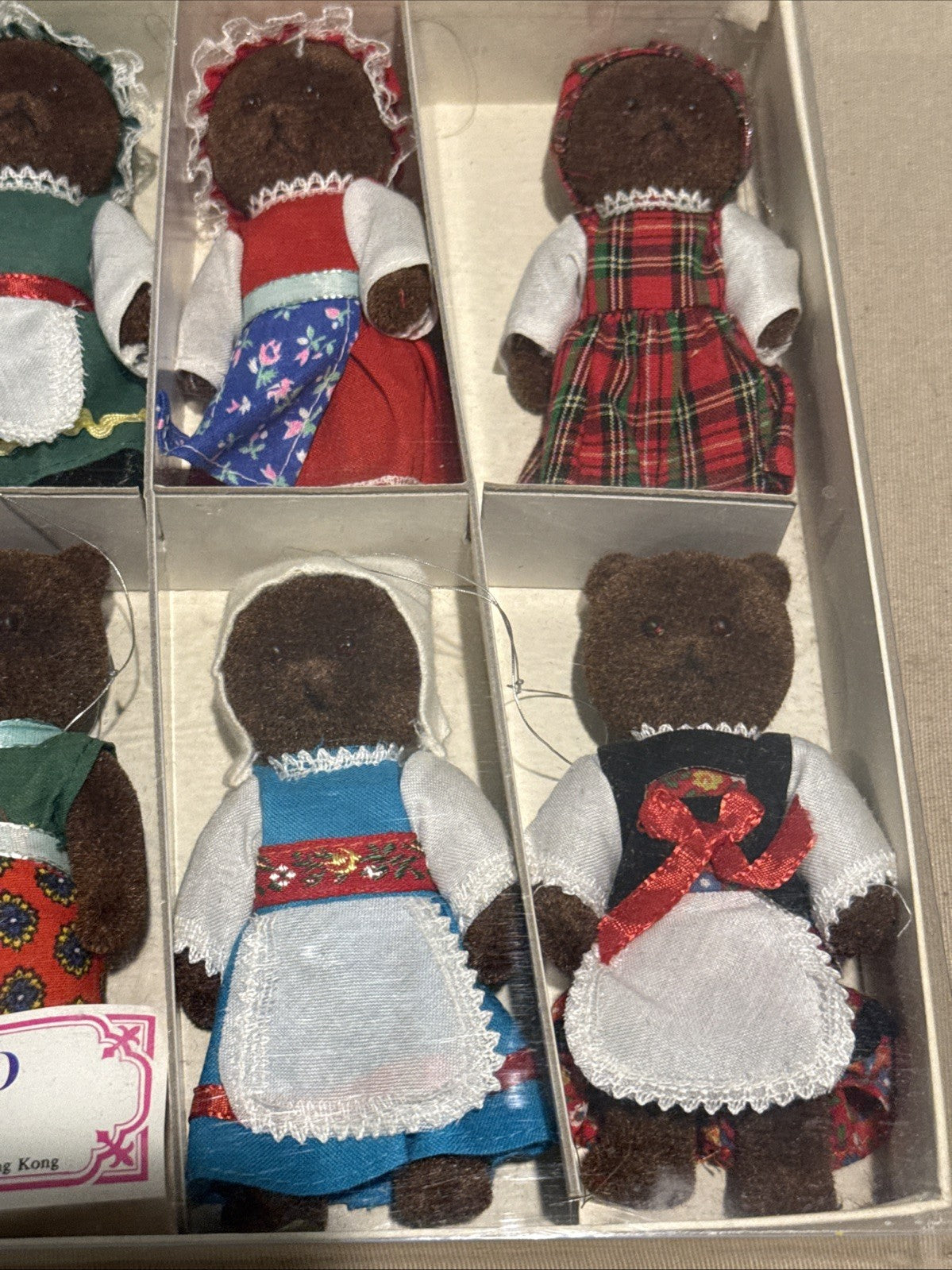 Vintage Shackman Teddy Bears Of All Nations Set 12 Flocked Bears 1982