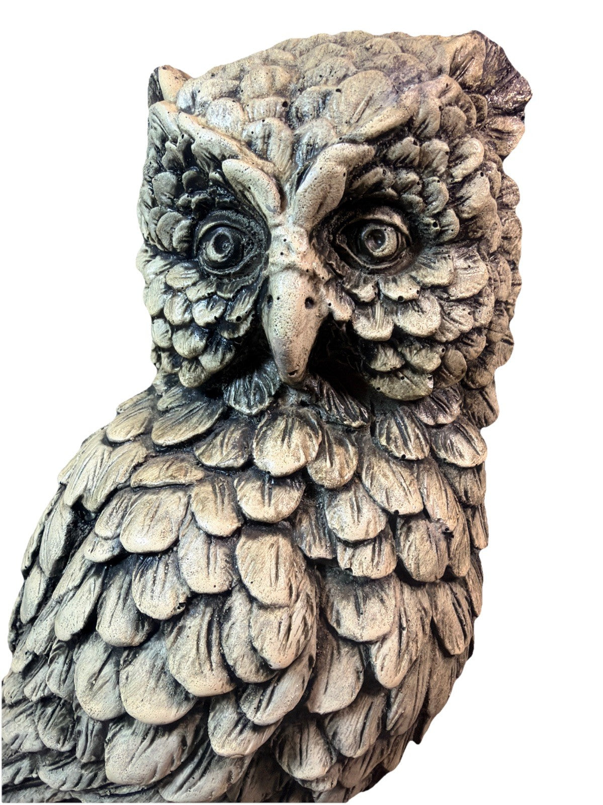 Vintage Chalkware Owl Statue 14.5" Mid Century Owl Figurine