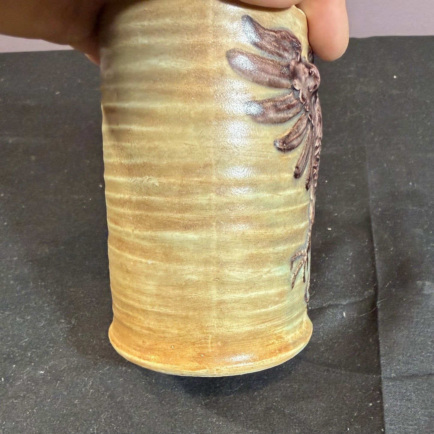 Vintage Hand Carved Stoneware Mug HeraldEagle Design Studio Pottery Spain 5"