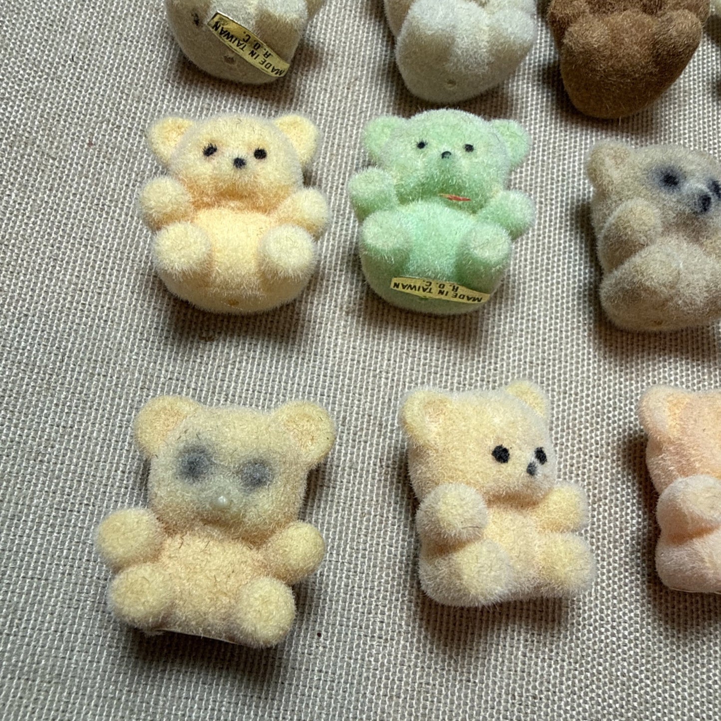 Vintage Flocked Miniature Teddy Bear Lot of 20 Craft Diorama Bears