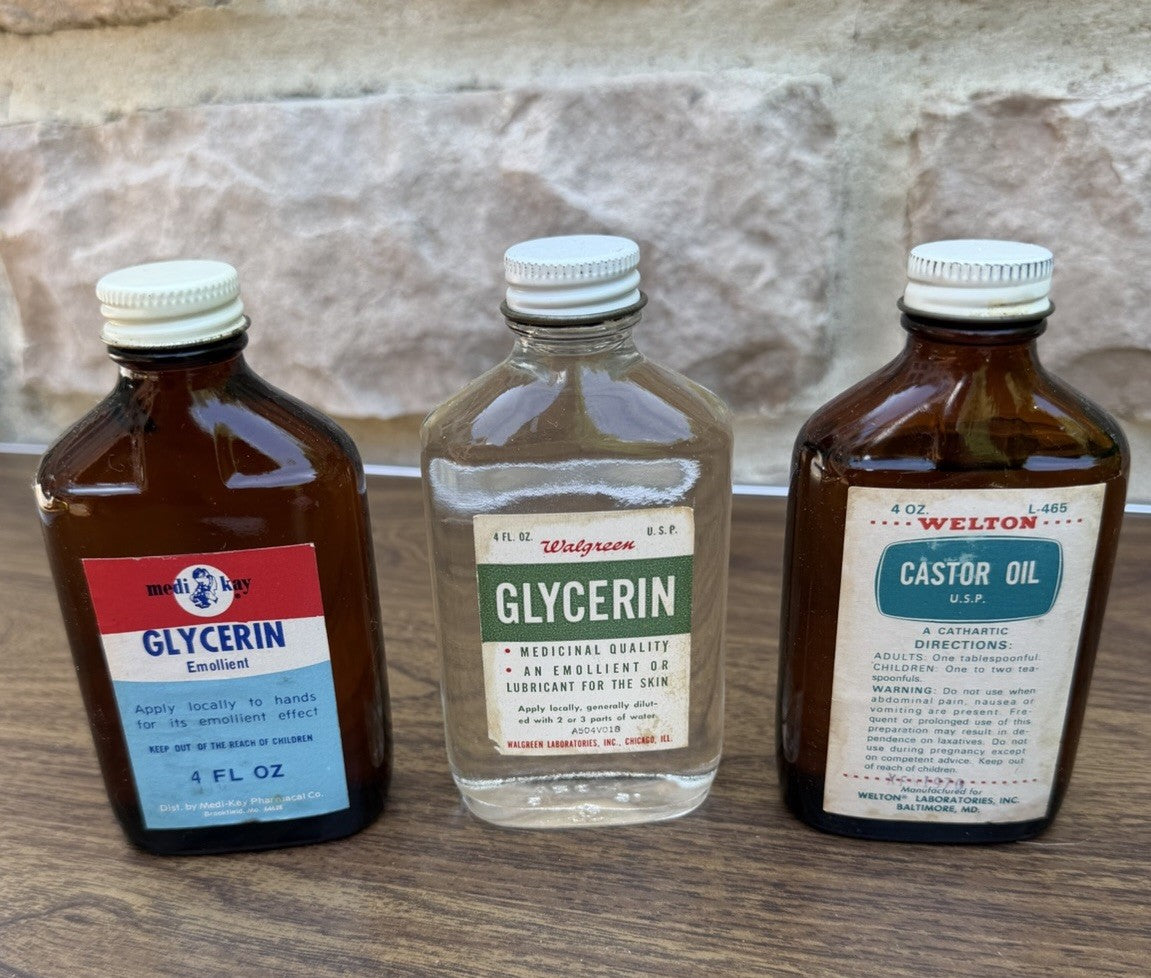 Vintage Apothecary Medicine Bottle Graphic Tin Lot Shaving Bluing Advertising Se