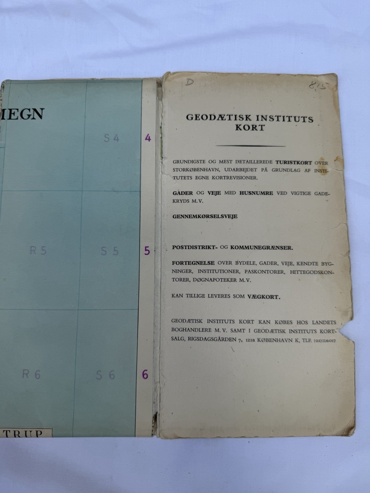 Vintage 1968 Copenhagen Denmark Tourist Pocket Map Geodætisk Institut