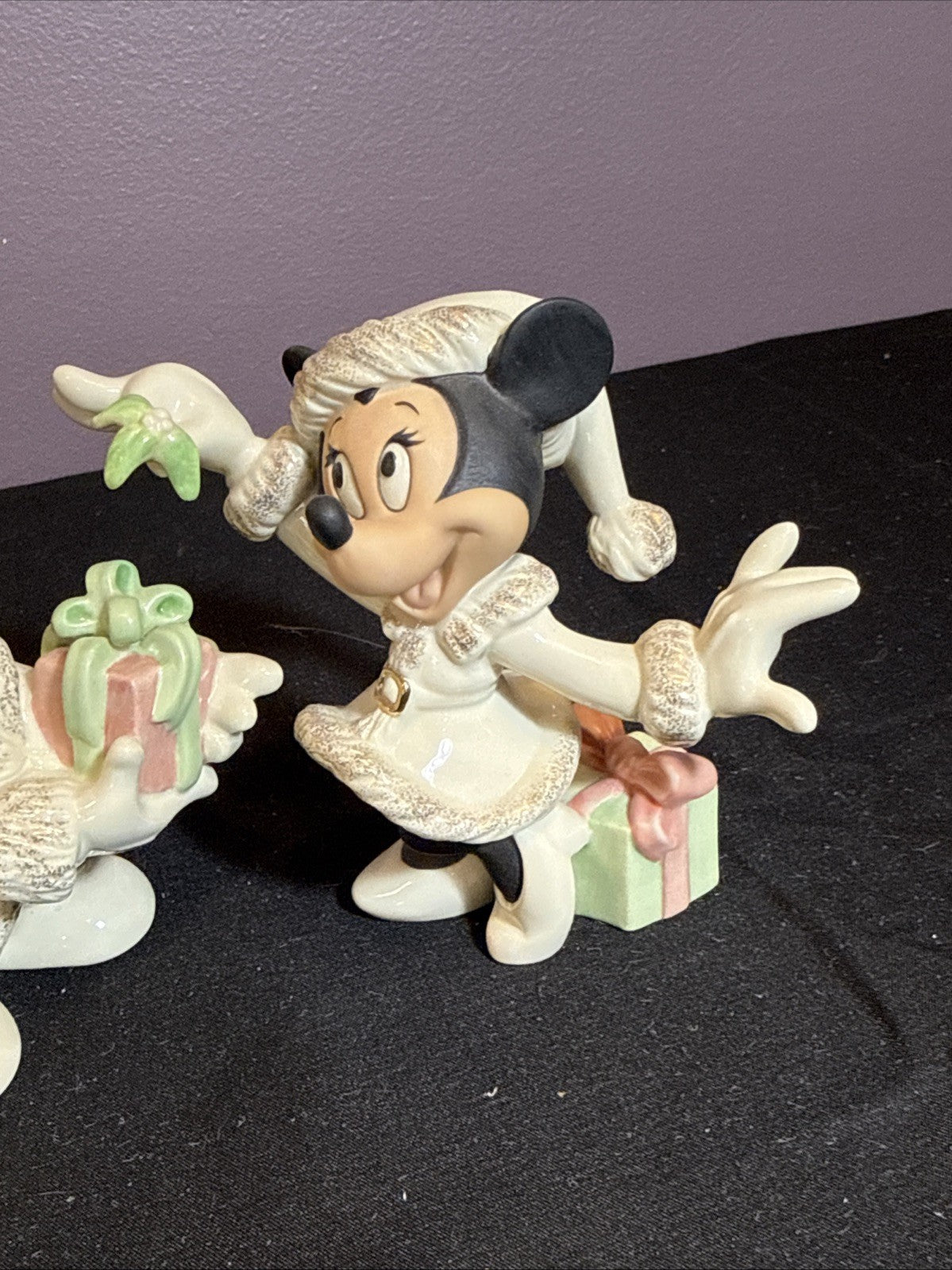 Lenox Disney Figurines Set Mickey Minnie Pluto Holiday 24K Gold No Box No COA