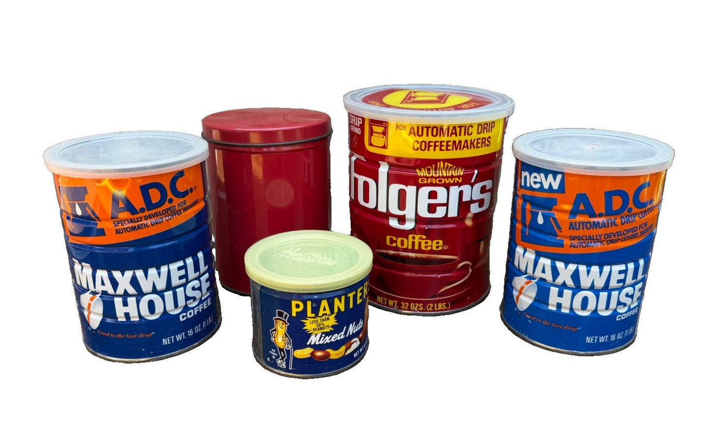 Vintage Kitchen Advertising Cans Lot Maxwell House Folgers Planters Mr Peanut