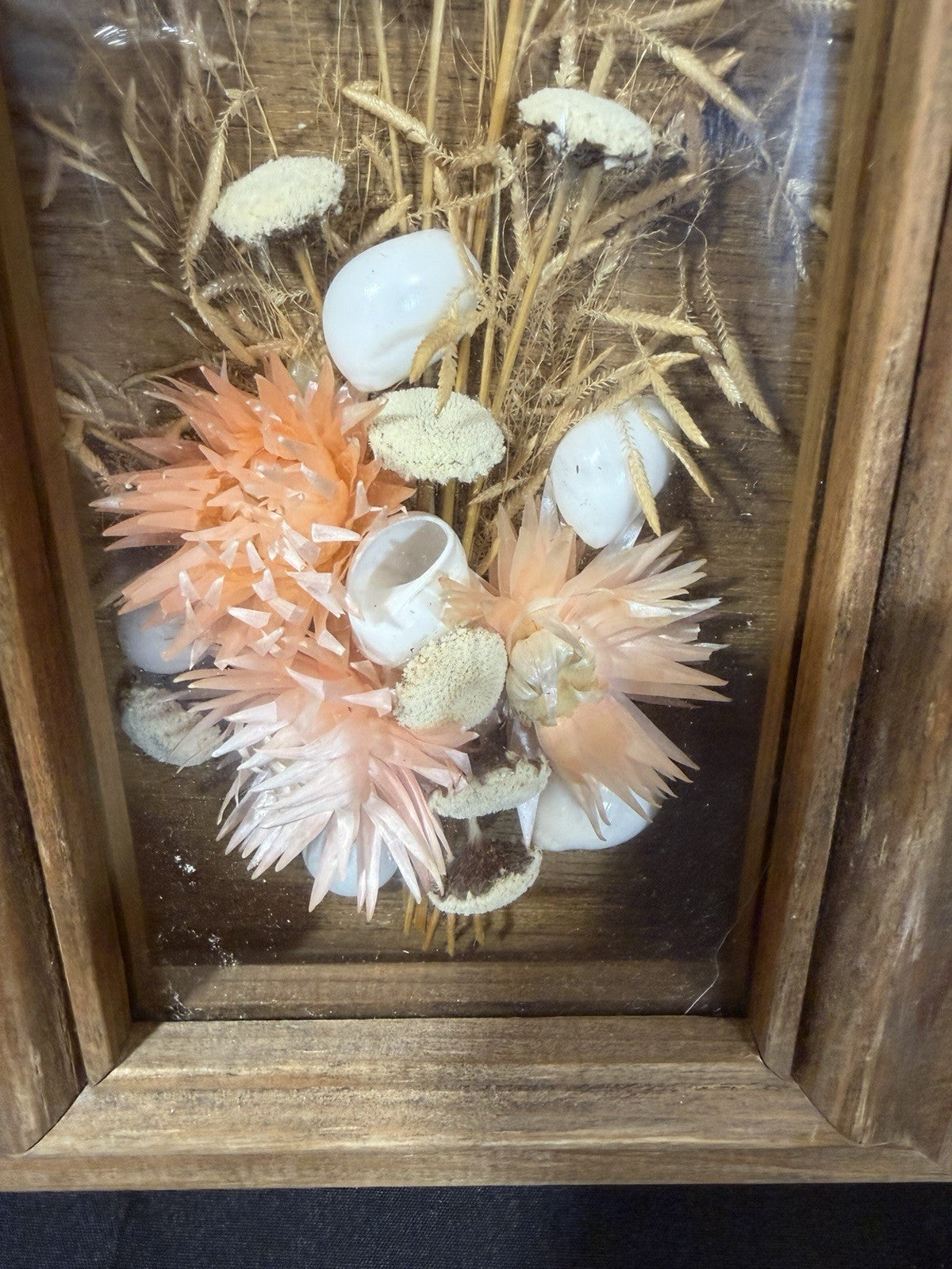 Vintage Mel Amodeo Enterprises Shadowbox Wall Hanging Seashell Flower Display