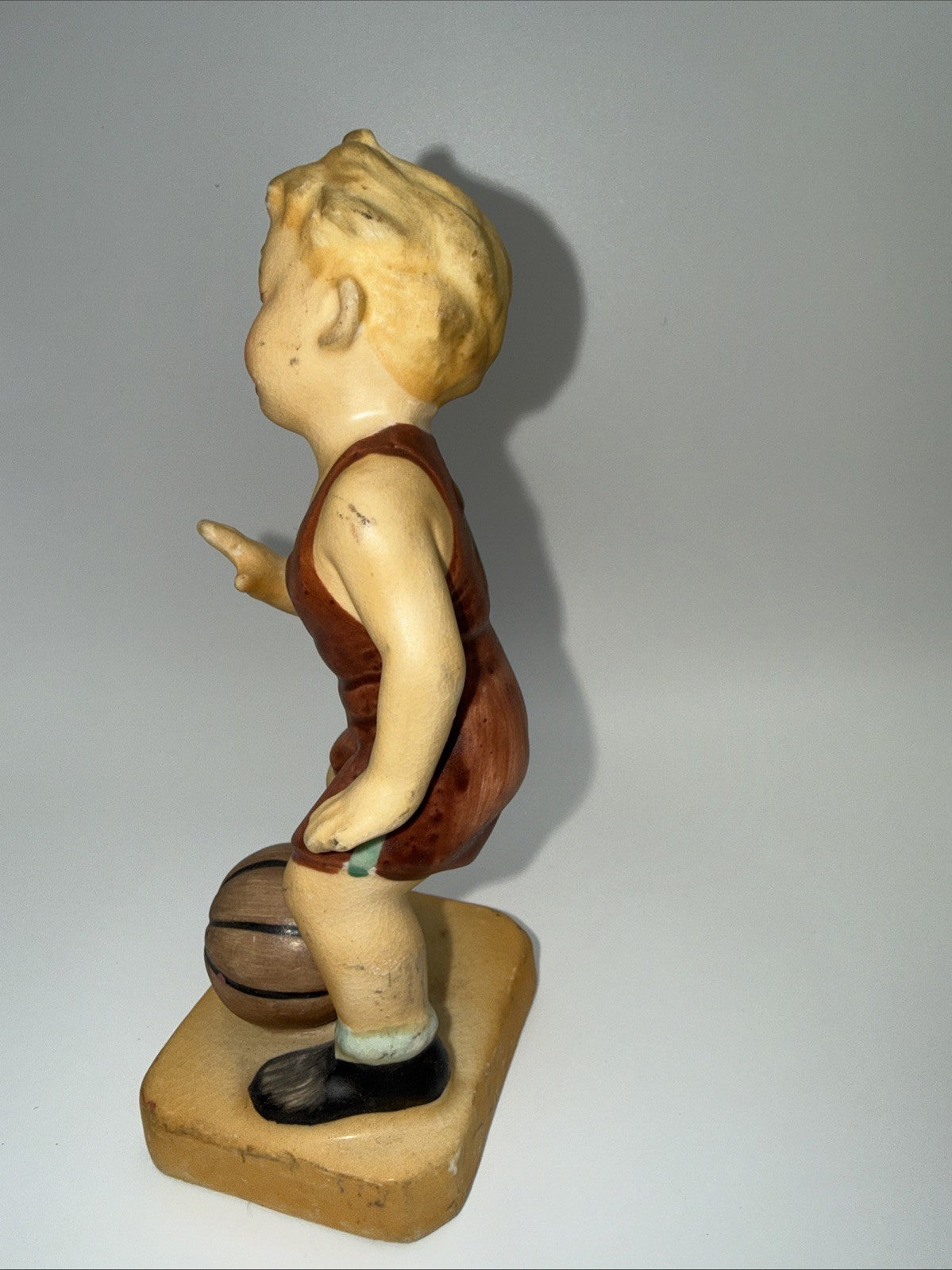 Vintage Japan Little Basketball Boy Set Of 2 figurines #1 #7 5.5" Tall