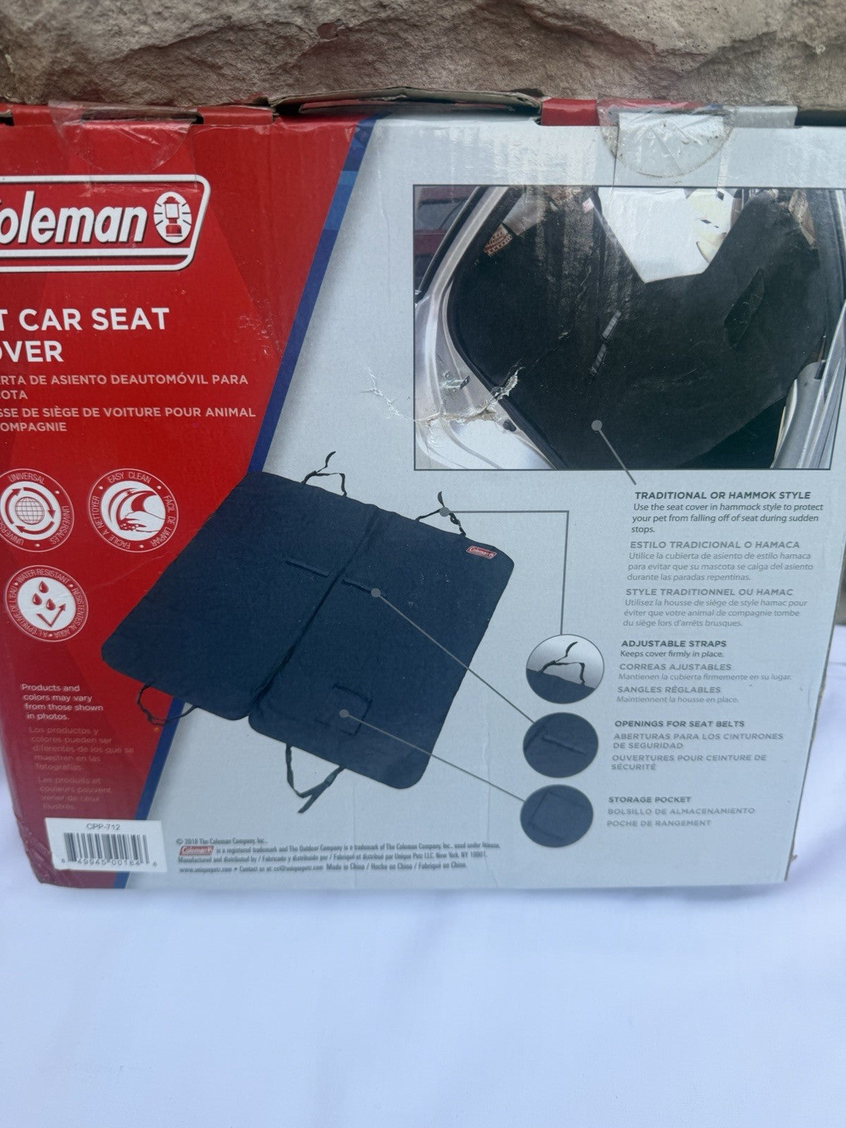 Coleman Pet Car Seat Cover Hammock Water Resistant Black 57 x 57 Universal