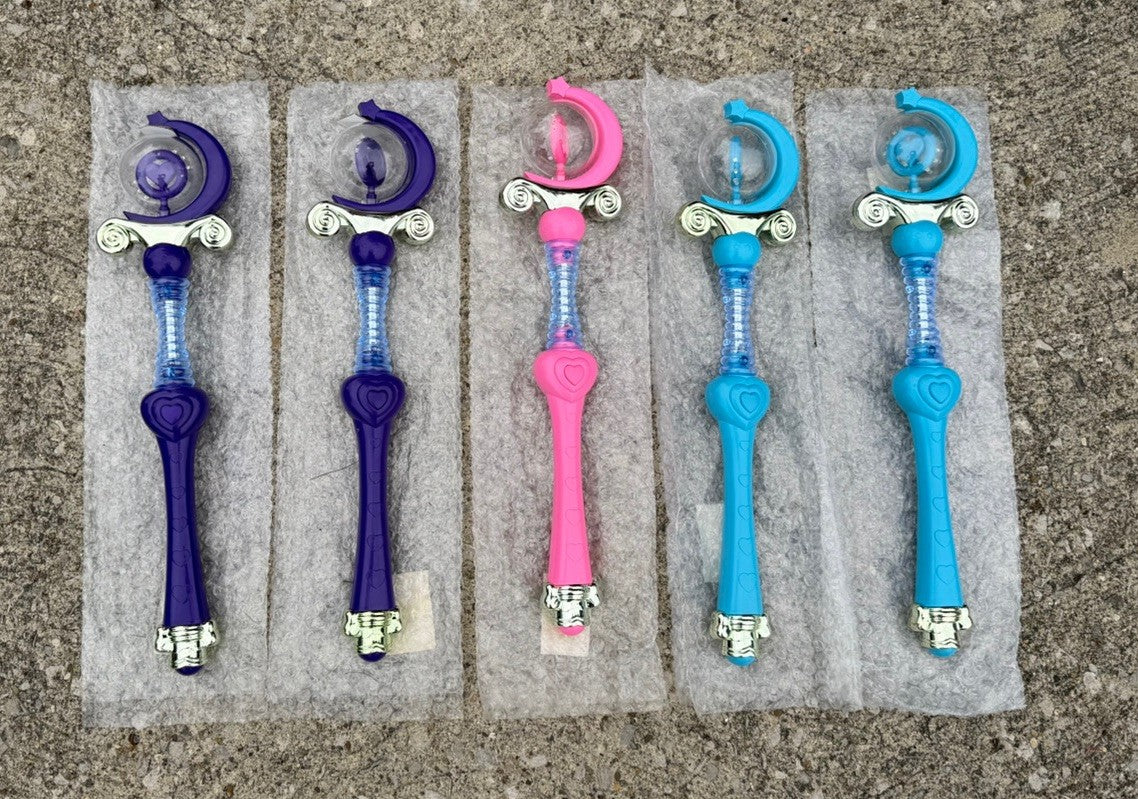 Lot of 5 Vintage Light Up Moon Scepter Wands Princess Costume Party Favor NOS