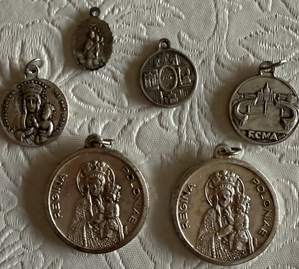 Vintage Catholic Religious Lot Medals Cards Guardian Angel Guardian Pin Bookmark