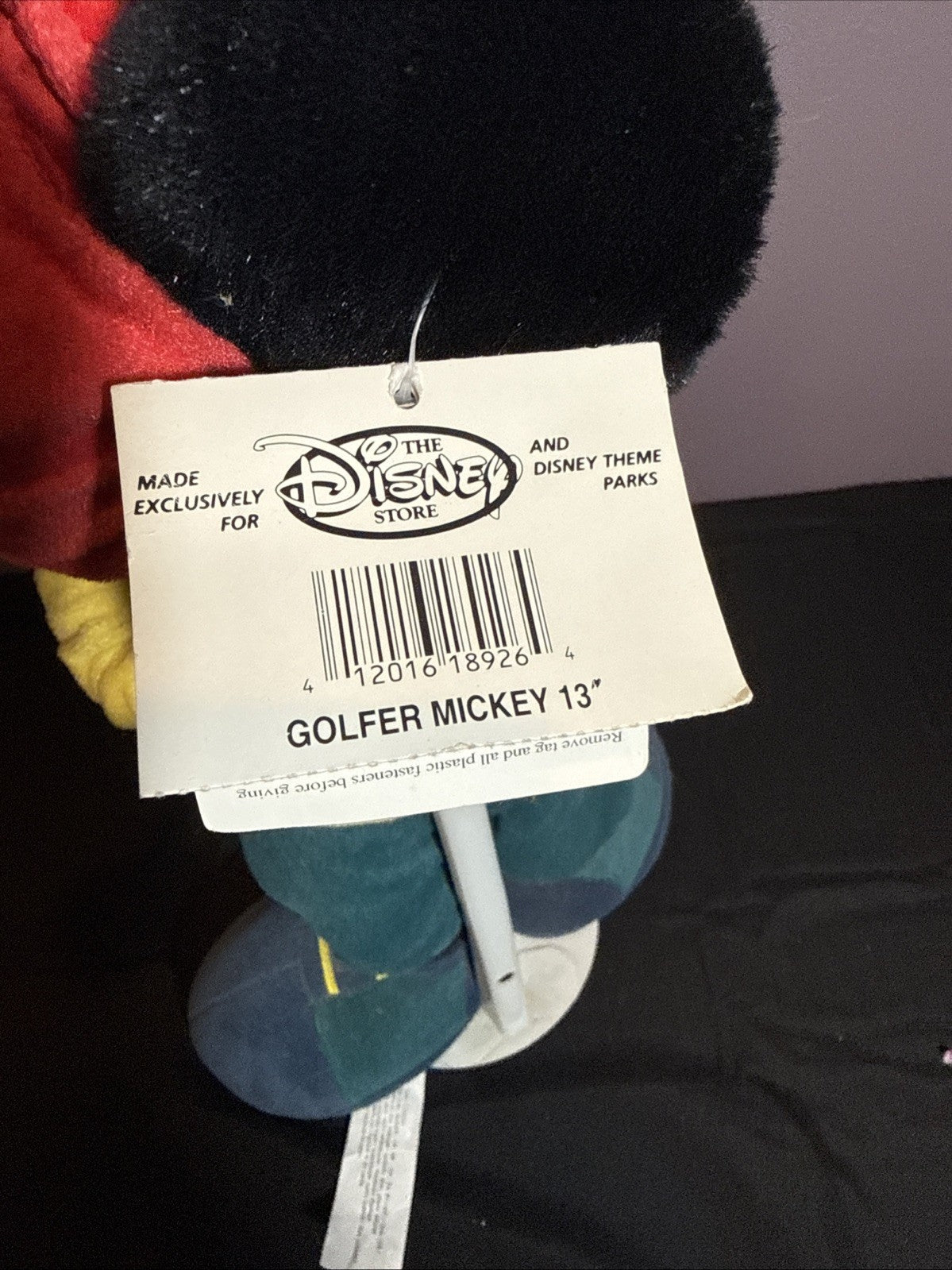 Vintage Mickey Mouse Golfer Plush Standing 1990s Disney won at a 1998 golf event