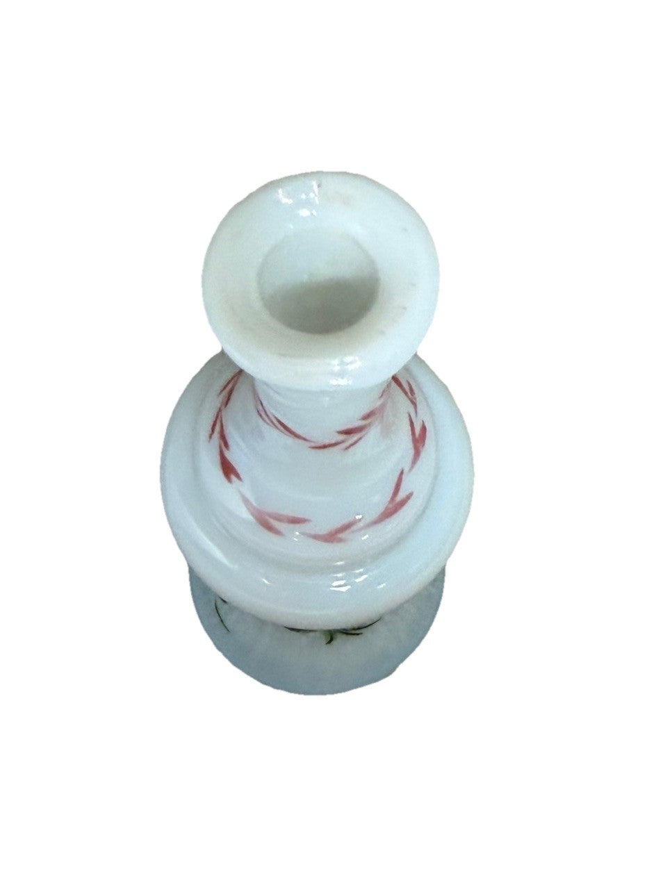 Vintage Milk Glass Perfume Bottle Hand Painted Floral 5" No Stopper