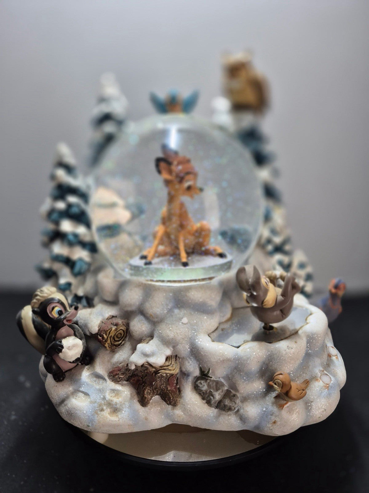 Disney Store Winter Bambi Musical Snow Globe Lighted Exclusive Collectible RARE