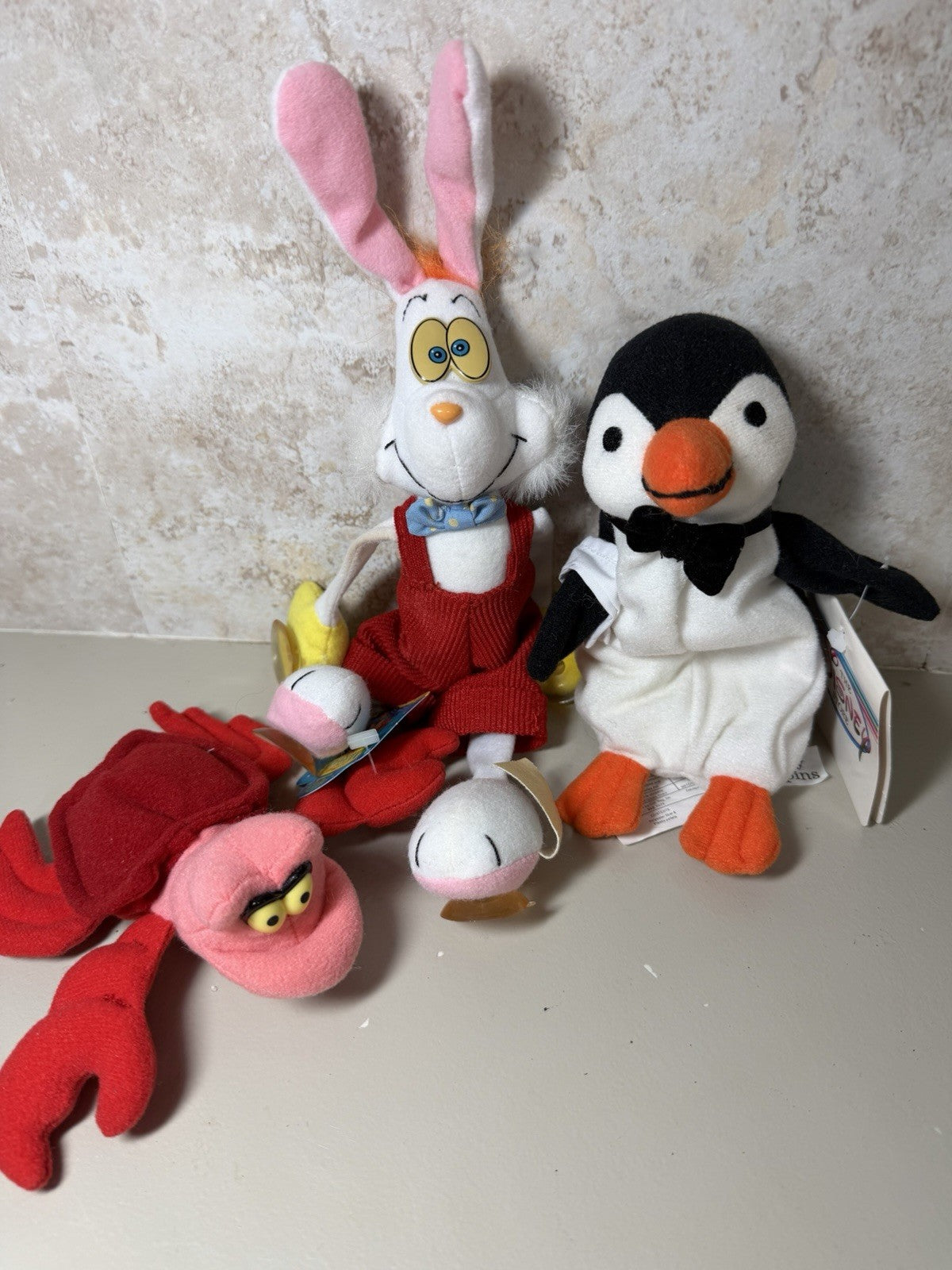 Vintage Disney Plush Lot Sebastian Roger Rabbit Mary Poppins Waiter Penguin