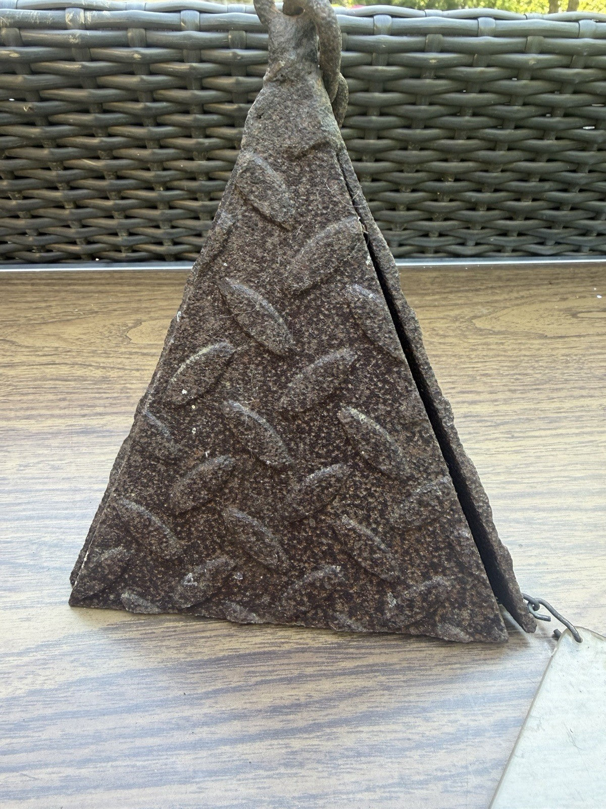Vintage Joe Coniff Style Metal Triangle Wind Chime Bell Patina