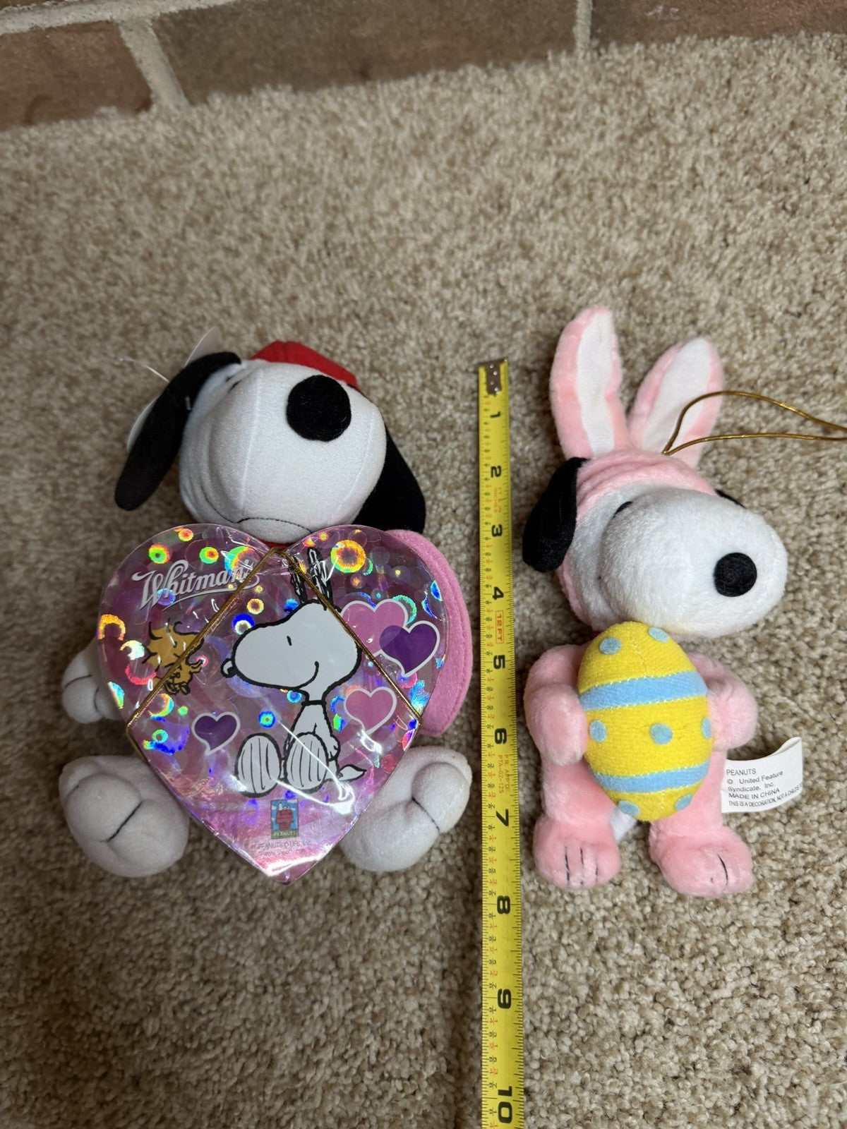 Vintage Peanuts Snoopy Belle Plush Lot Valentine Heart Easter Bunny 17"