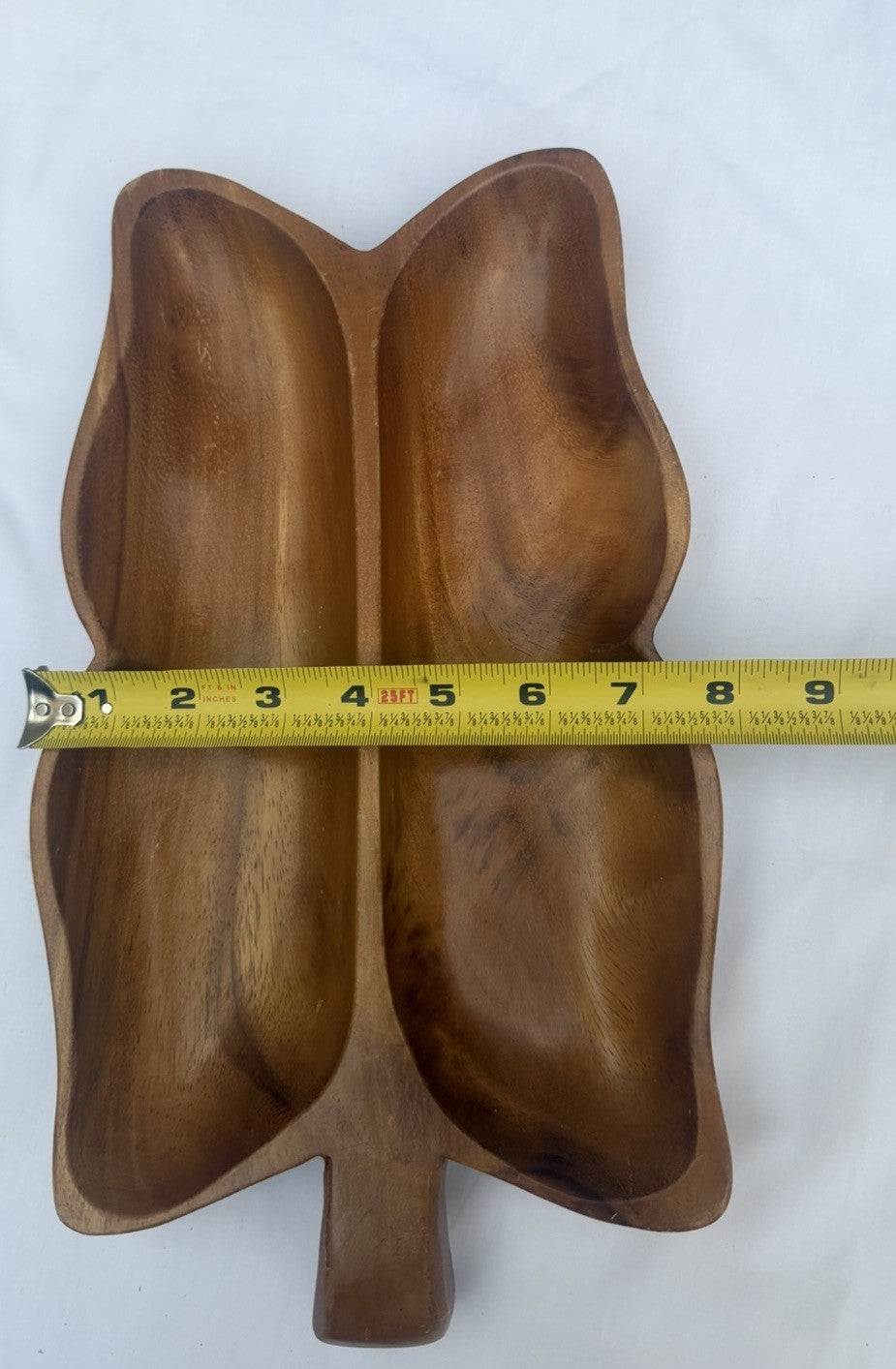 Vintage Monkey Pod Wood Dolphin Divided Leaf Tray Mid Century Tiki