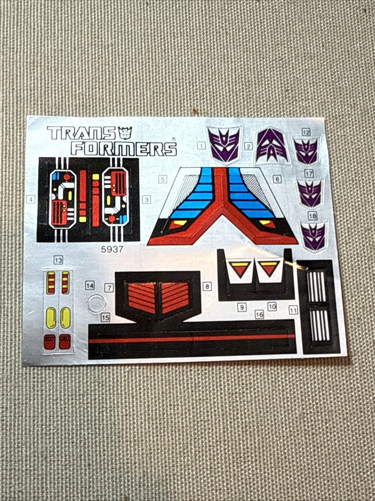 Vintage 1985 Hasbro Transformers G1 Astrotrain Complete Stickers Decepticon