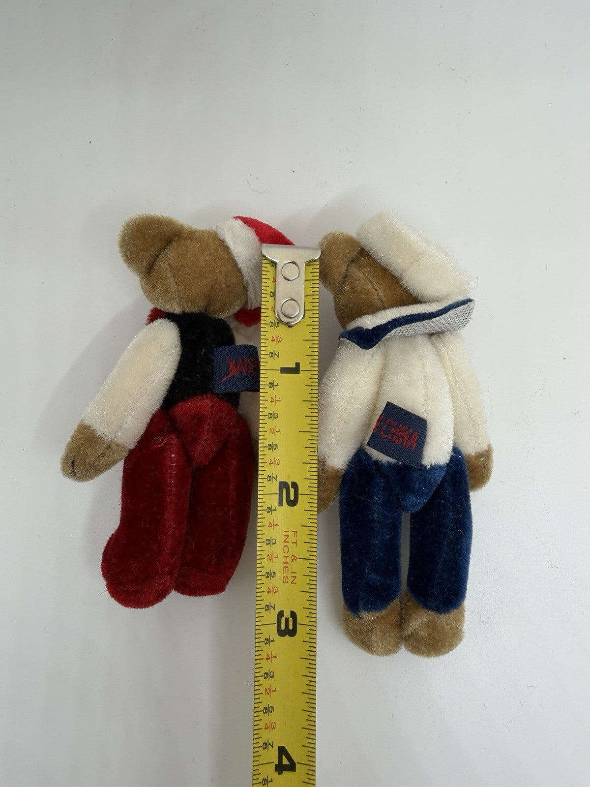 Vintage Mini Jointed Teddy Bears Santa Sailor Plush Toys 3.5 Inch Lot of 2